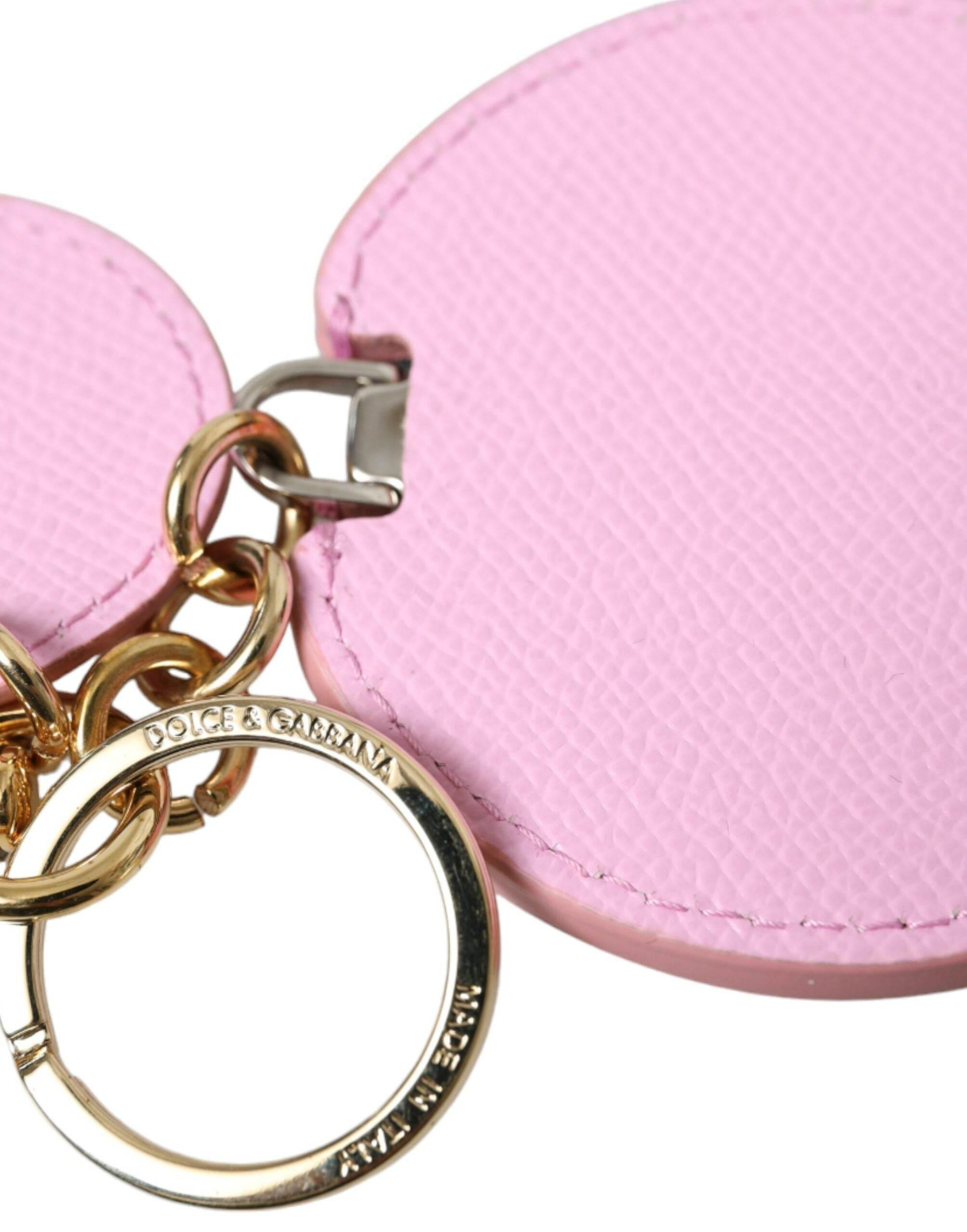 Dolce & Gabbana Elegant Pink Gold Leather Keychain - Hilstor