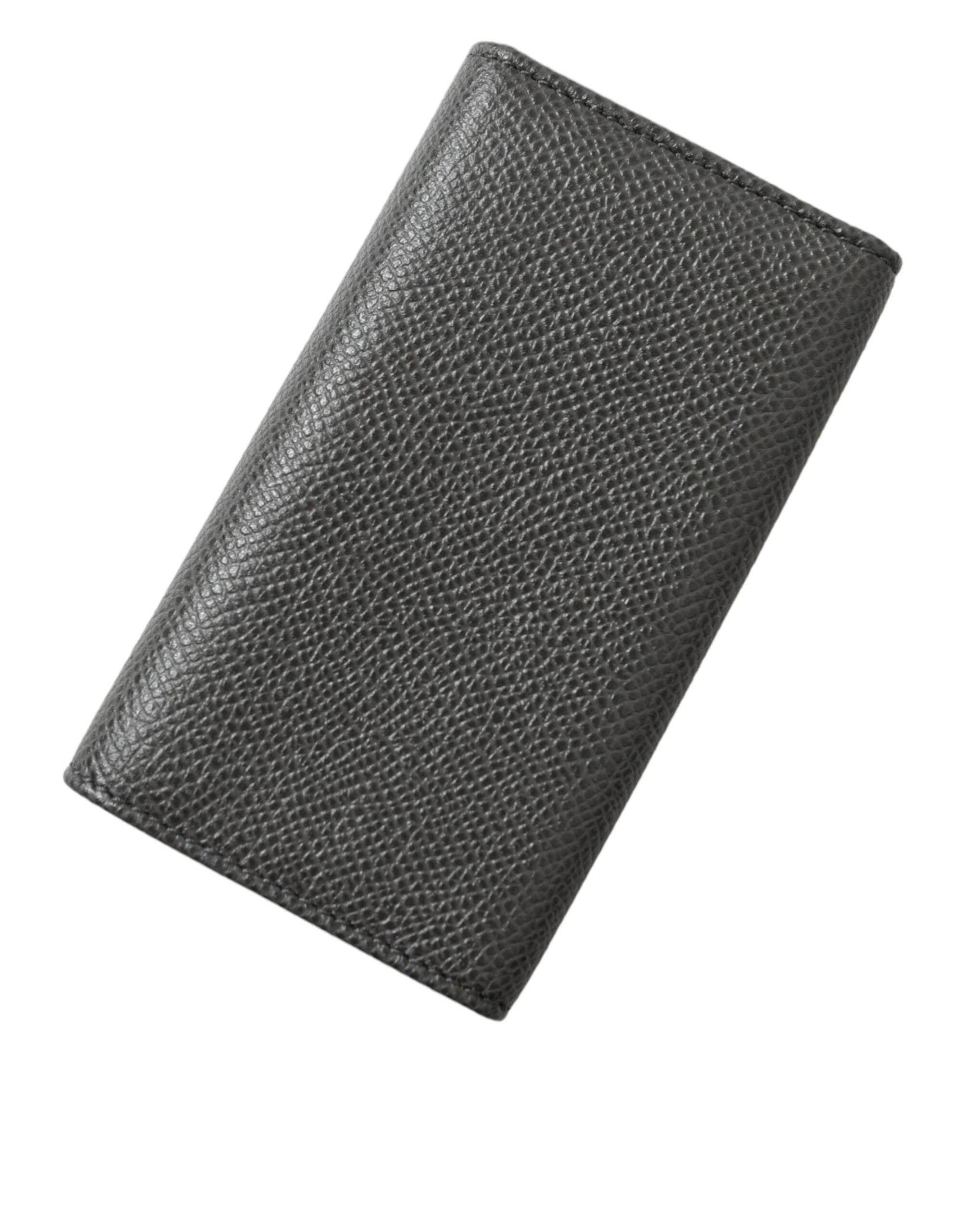 Dolce & Gabbana Chic Gray Leather Trifold Key Holder - Hilstor