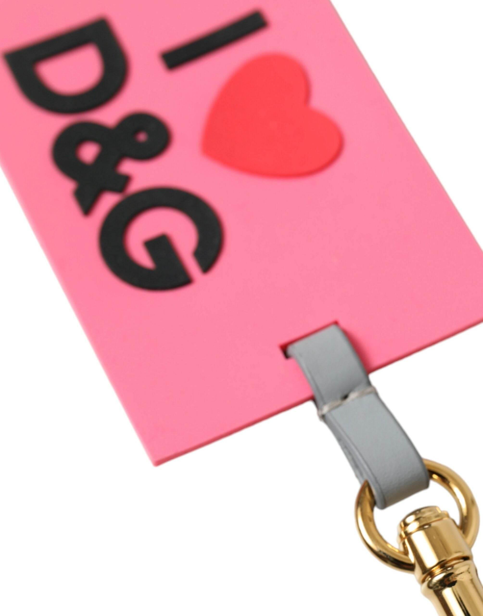 Dolce & Gabbana Chic Trifold Gold & Pink Key Holder Case - Hilstor