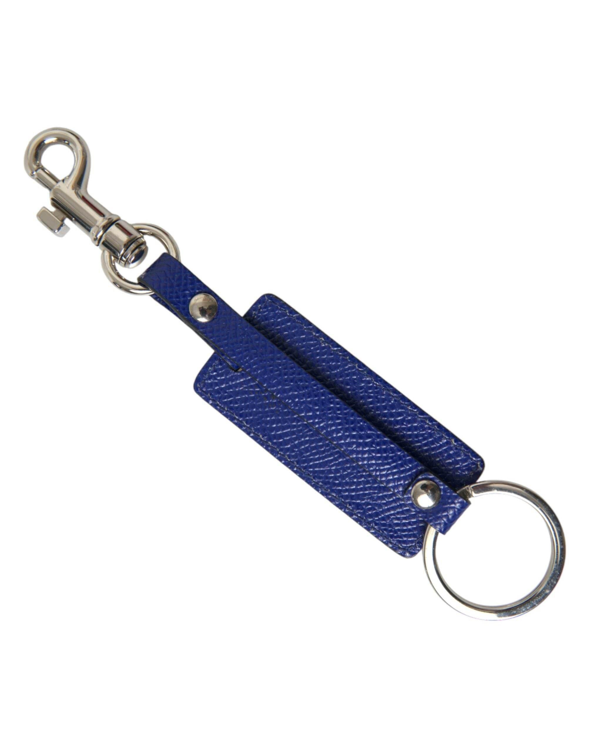 Dolce & Gabbana Elegant Blue Trifold Calf Leather Key Holder - Hilstor