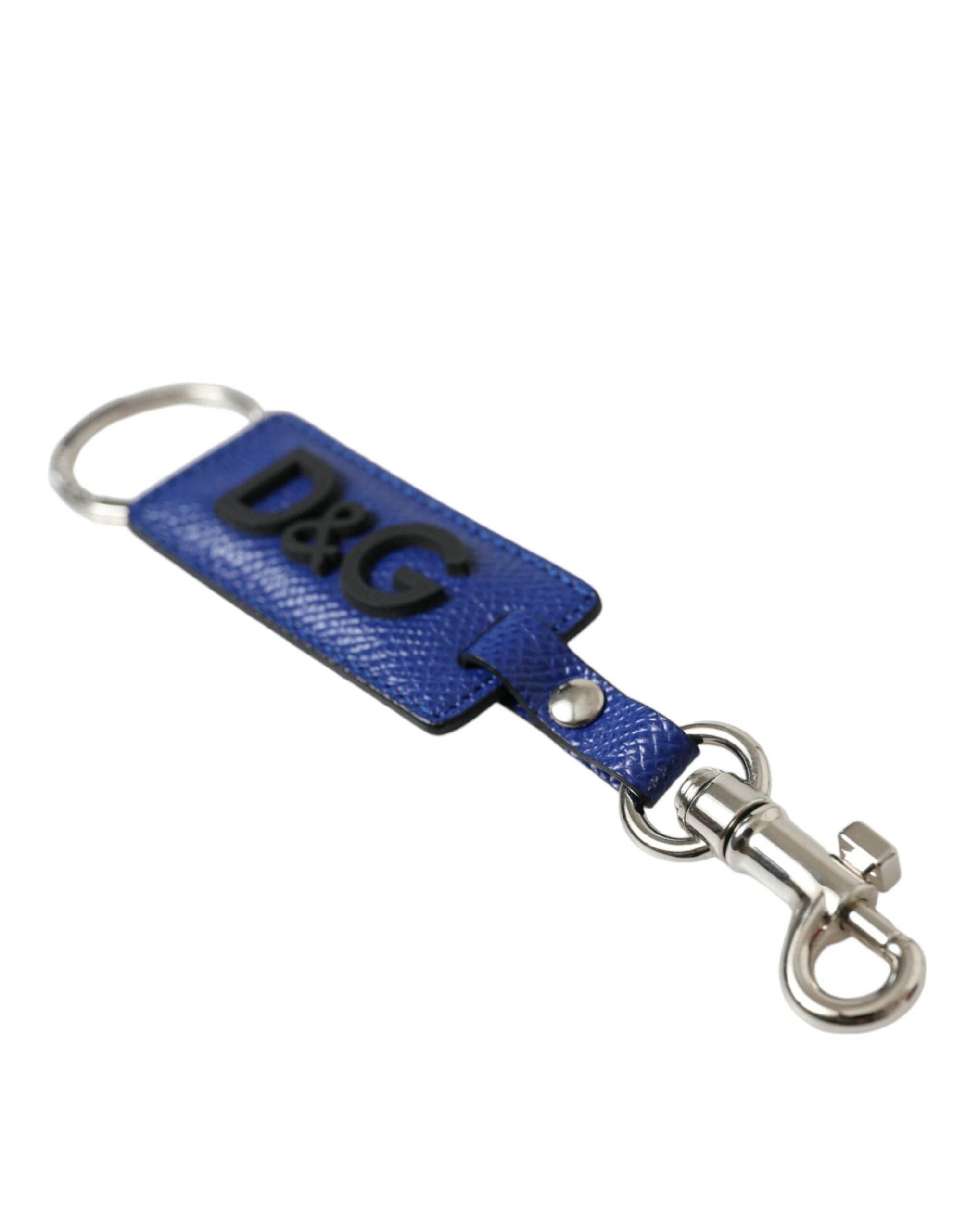 Dolce & Gabbana Elegant Blue Trifold Calf Leather Key Holder - Hilstor