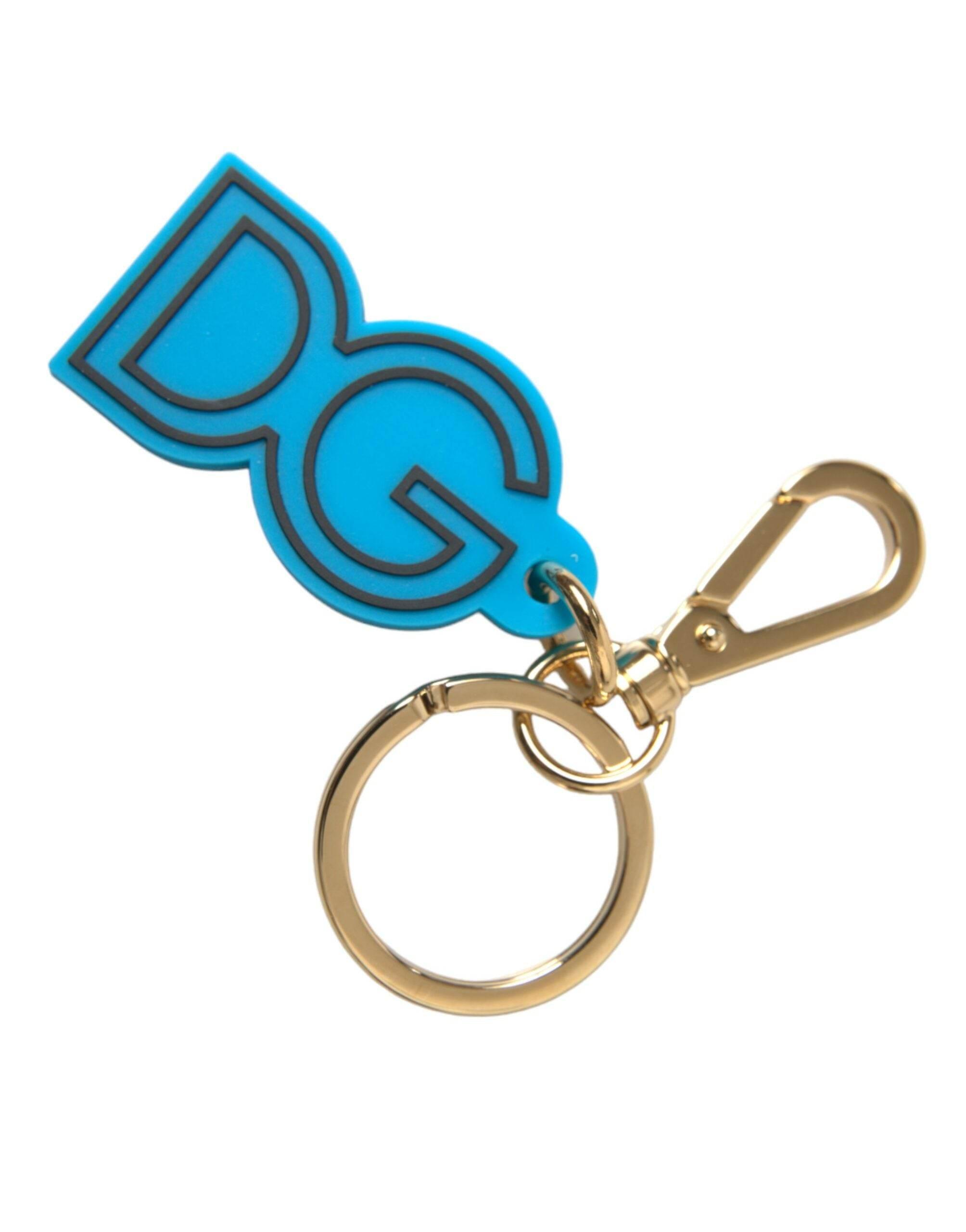 Dolce & Gabbana Elegant Blue & Gold Keychain Accessory - Hilstor