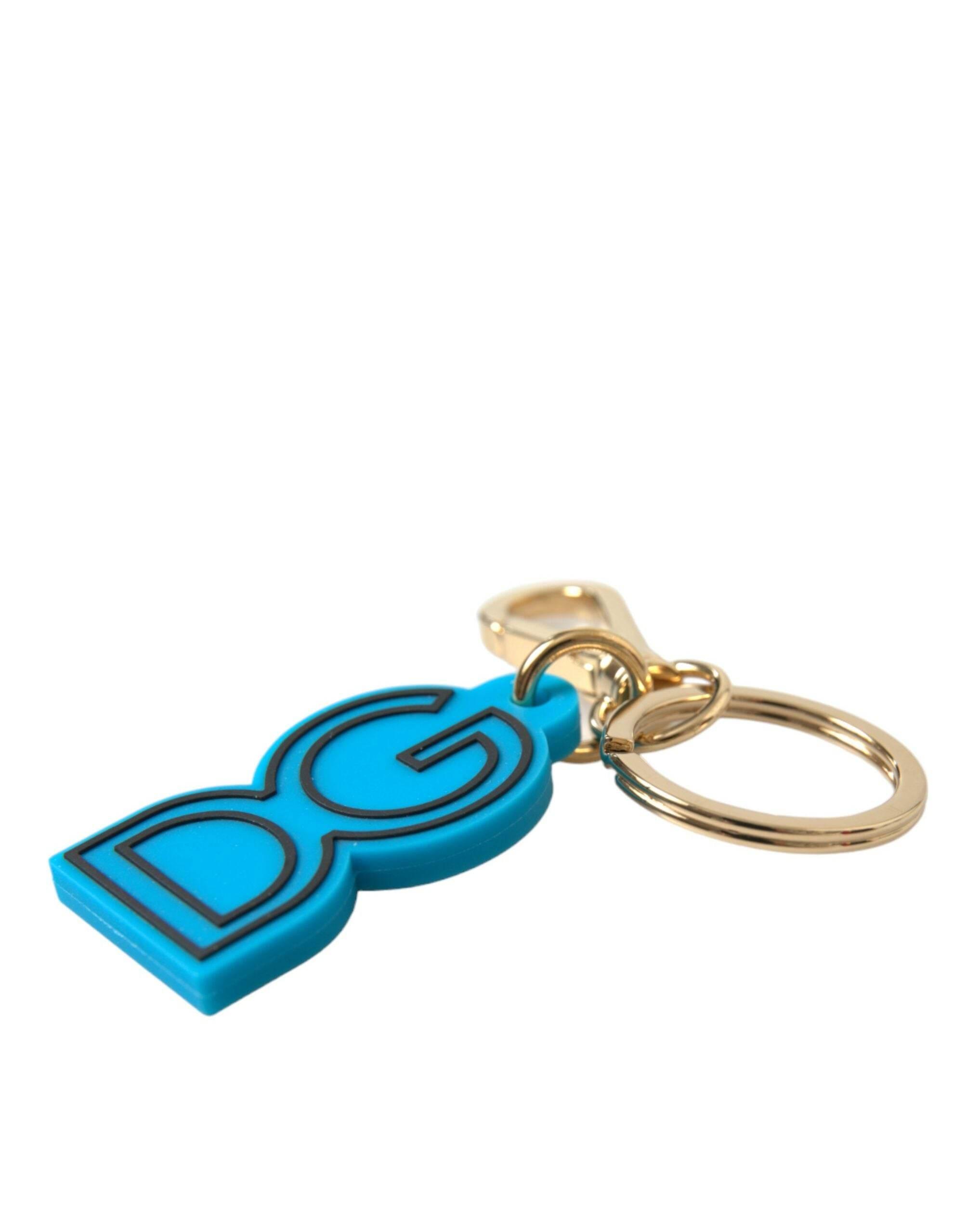 Dolce & Gabbana Elegant Blue & Gold Keychain Accessory - Hilstor