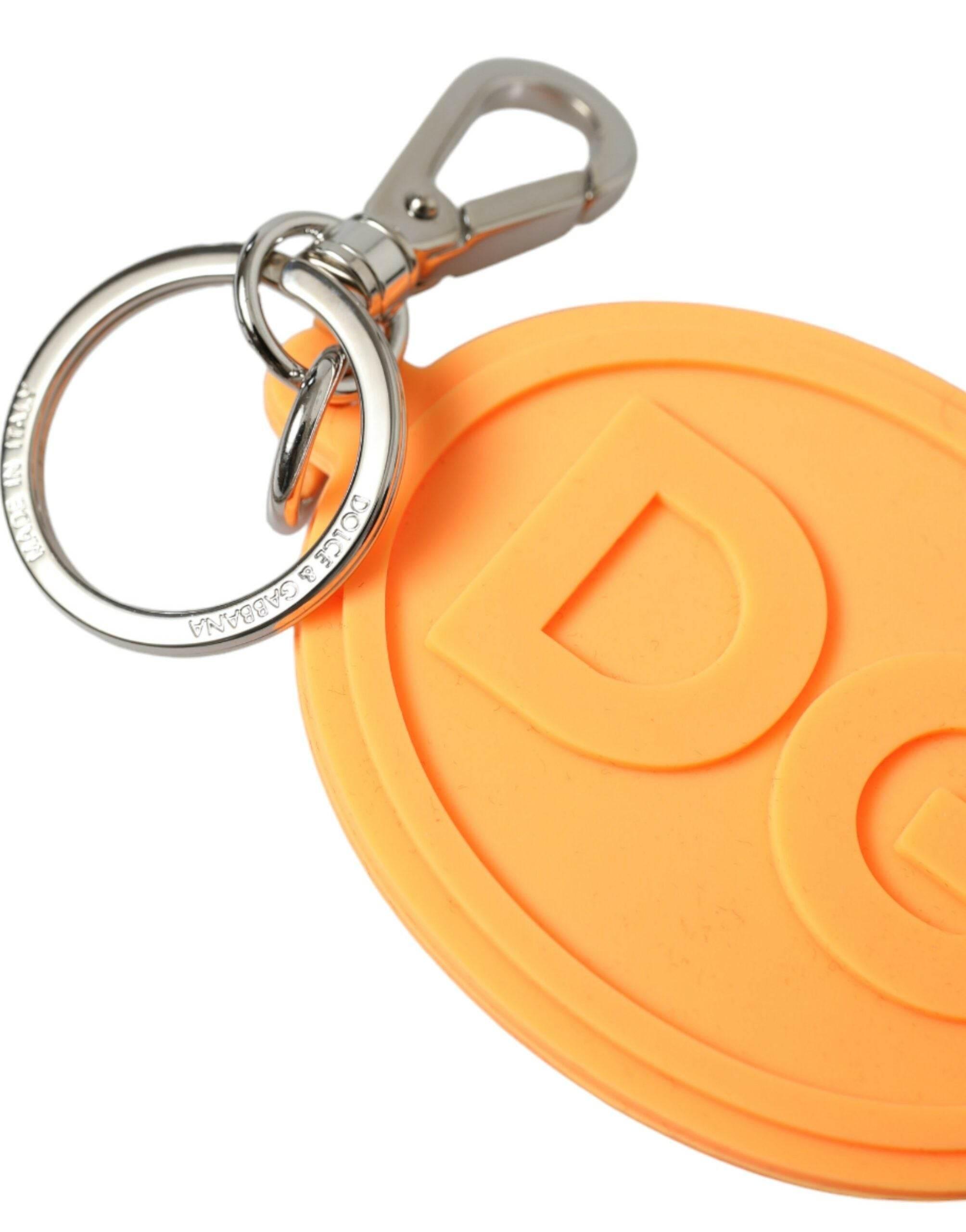Dolce & Gabbana Elegant Orange Charm Keyring with Silver Detail - Hilstor