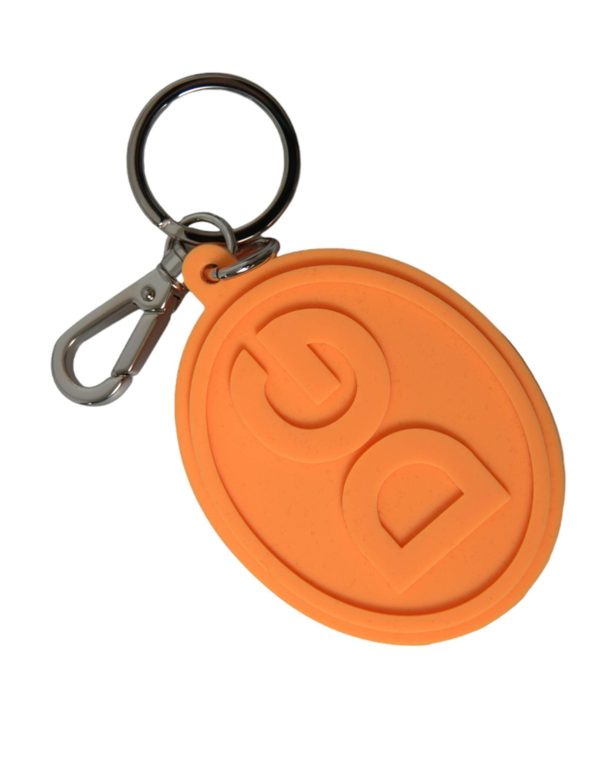 Dolce & Gabbana Elegant Orange Charm Keyring with Silver Detail - Hilstor