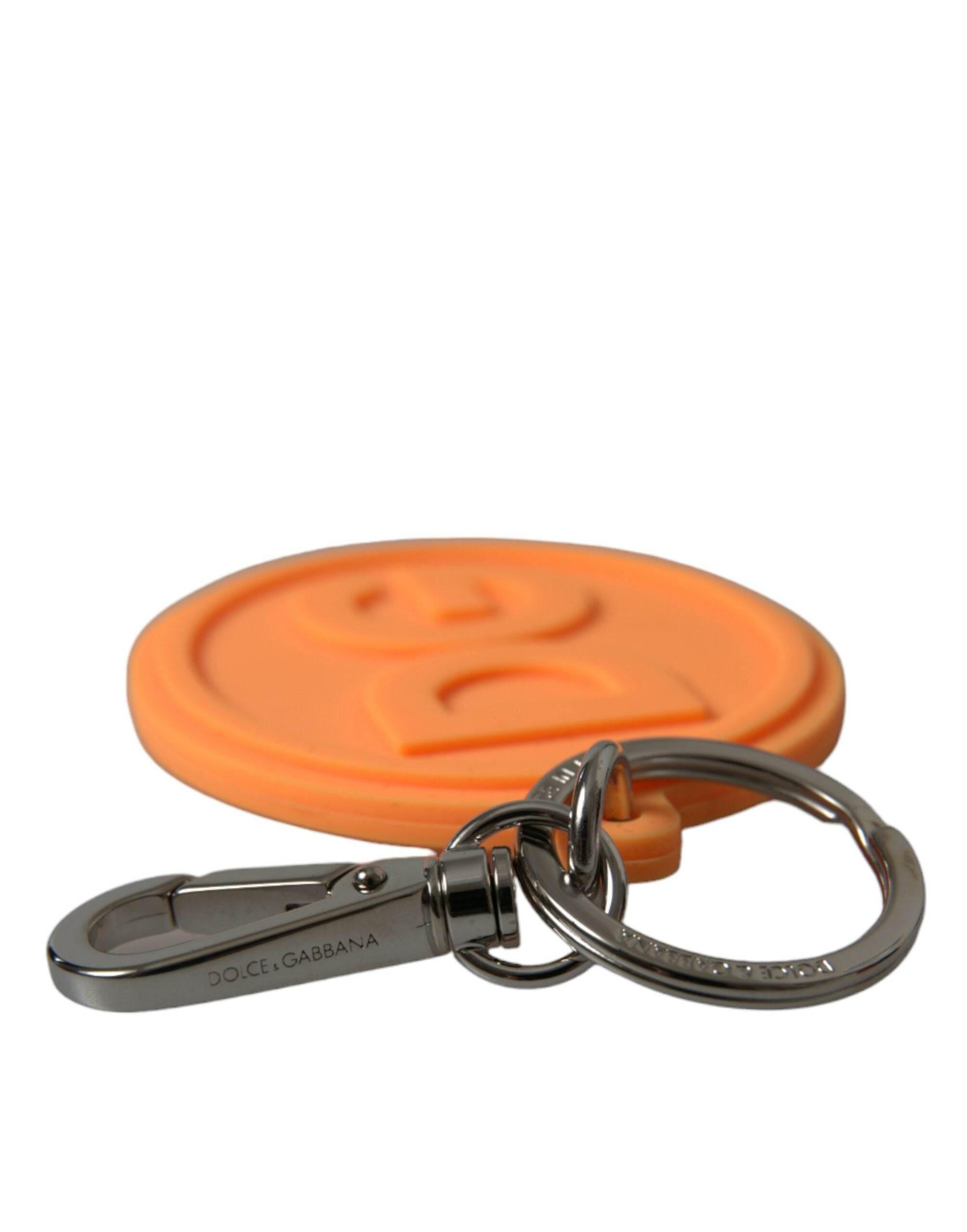 Dolce & Gabbana Elegant Orange Charm Keyring with Silver Detail - Hilstor