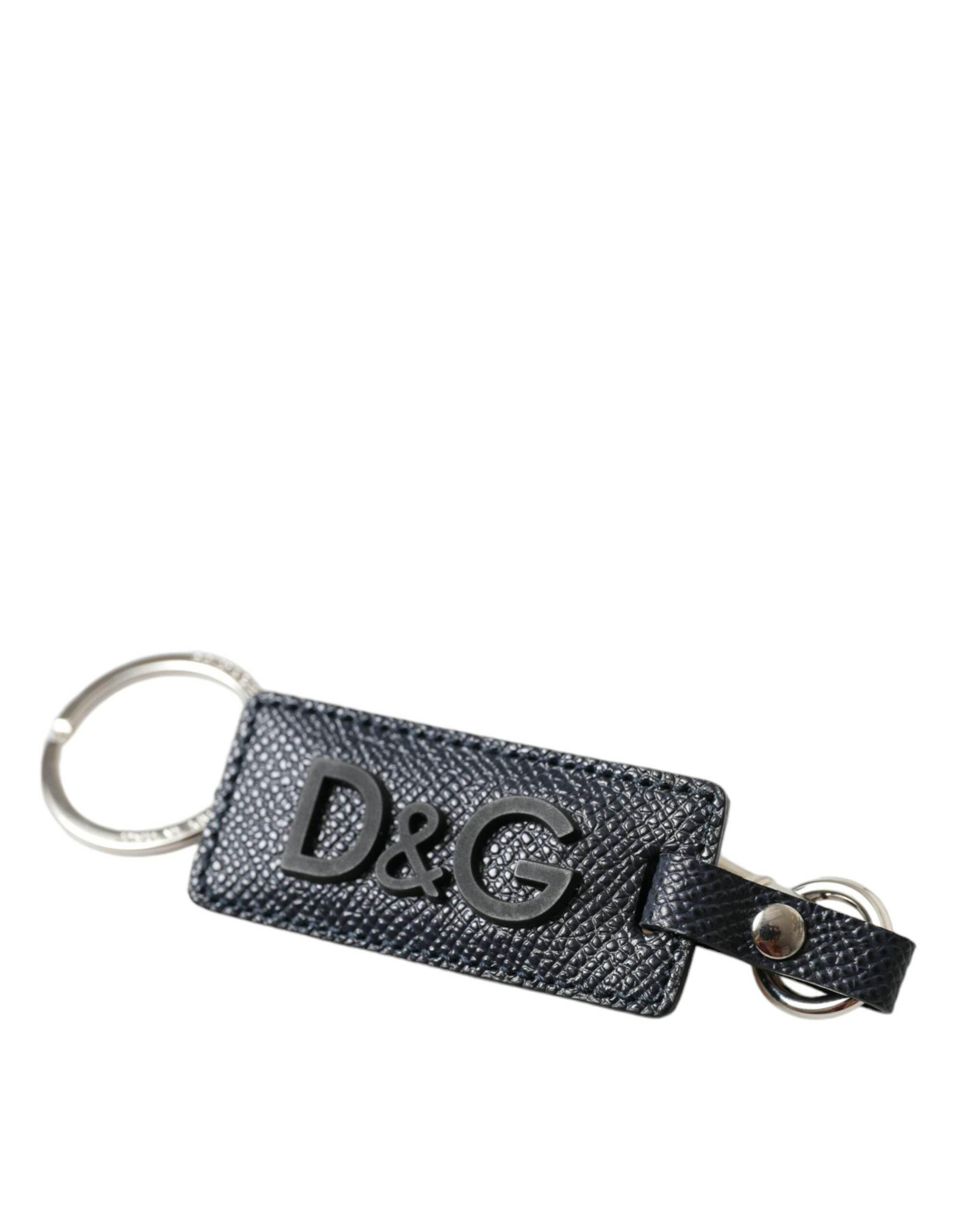 Dolce & Gabbana Elegant Leather Keychain in Black & Silver - Hilstor
