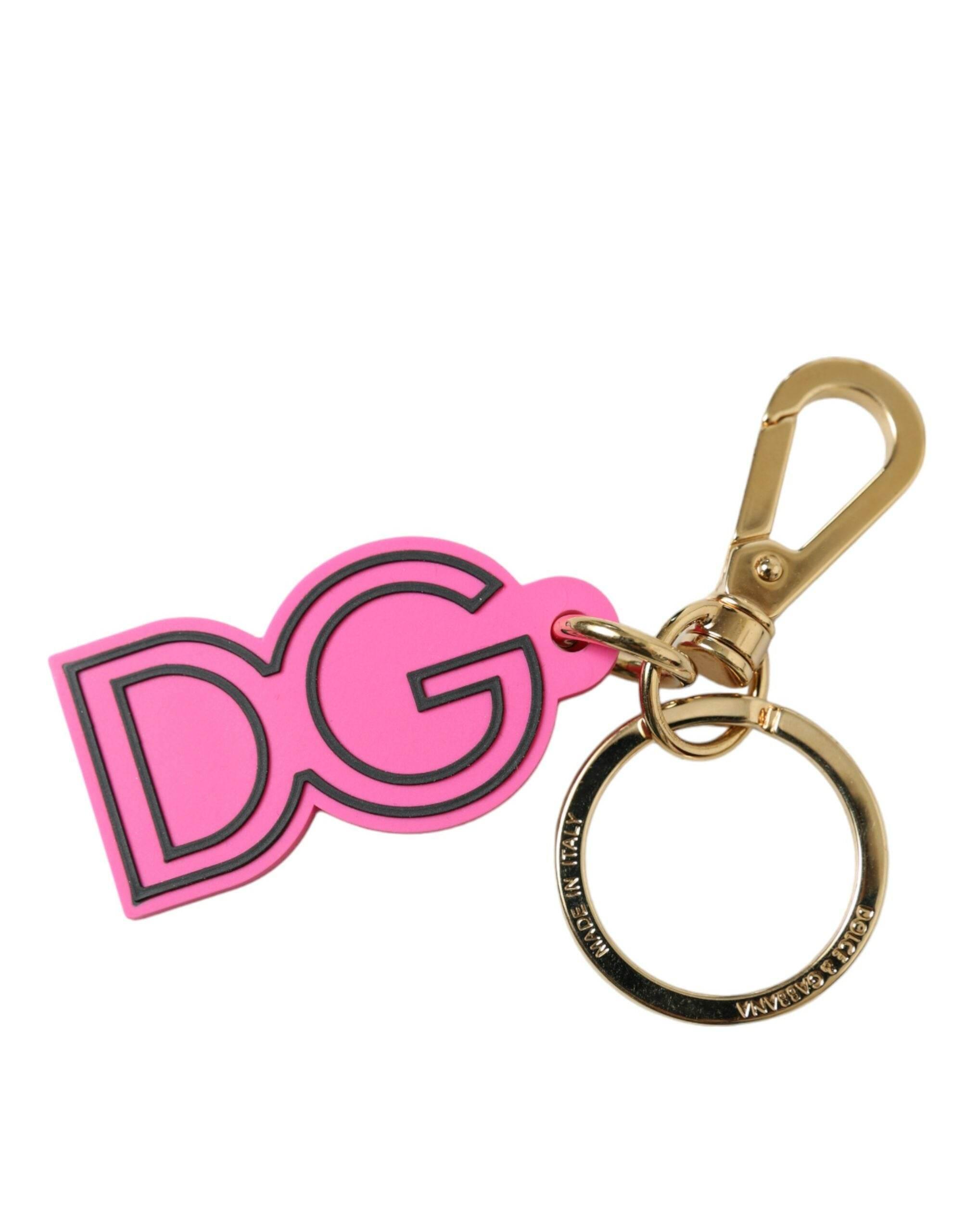Dolce & Gabbana Chic Gold and Pink Logo Keychain - Hilstor