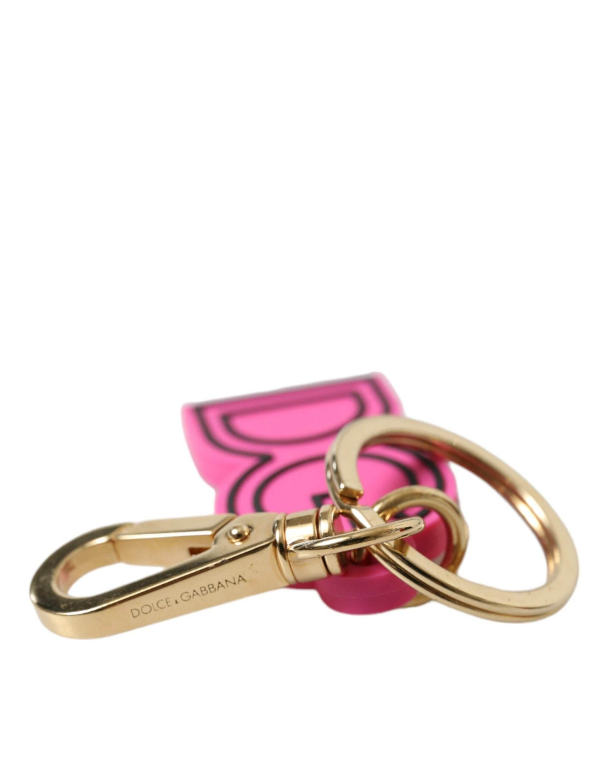 Dolce & Gabbana Chic Gold and Pink Logo Keychain - Hilstor