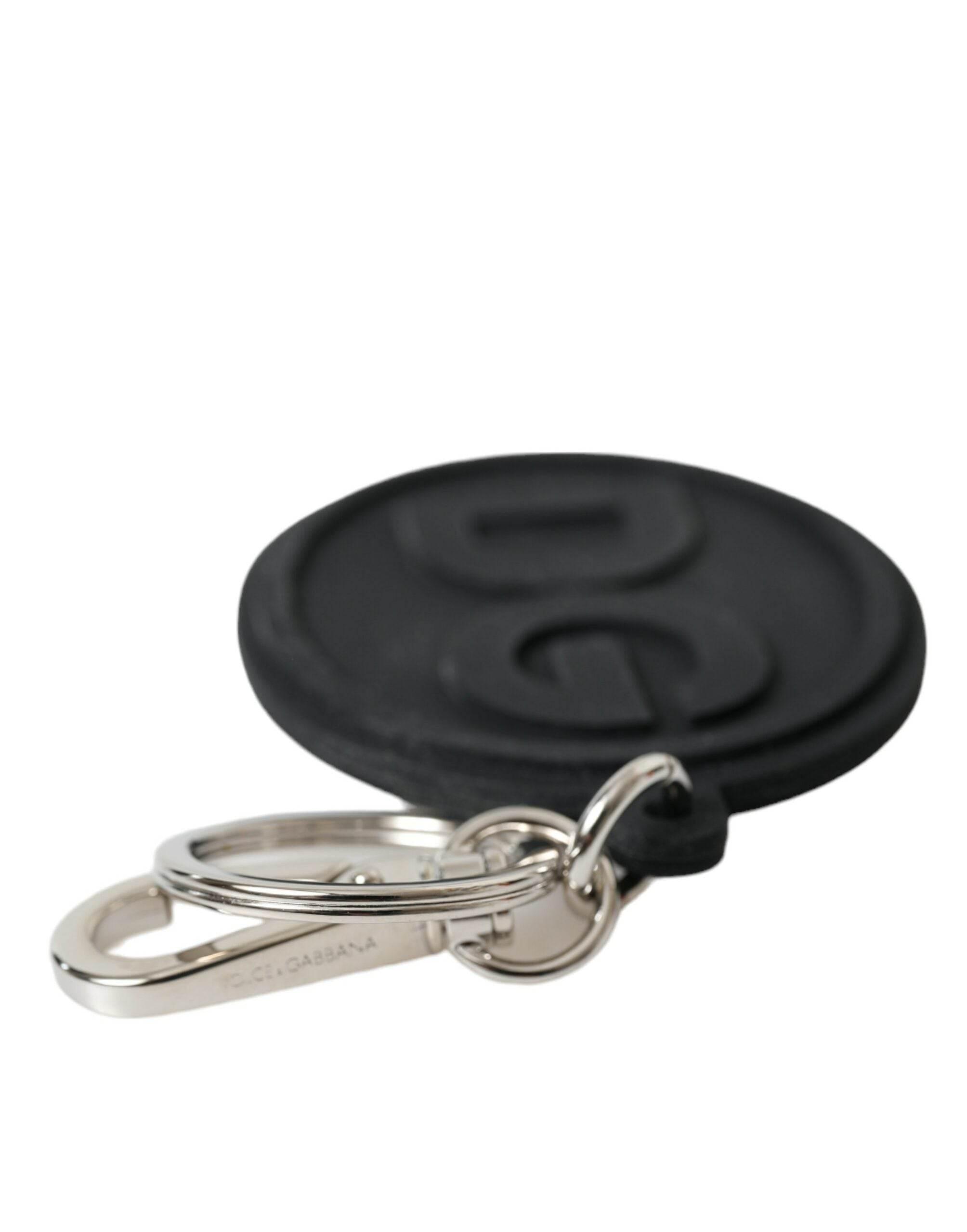 Dolce & Gabbana Chic Black and Silver Logo Keychain - Hilstor