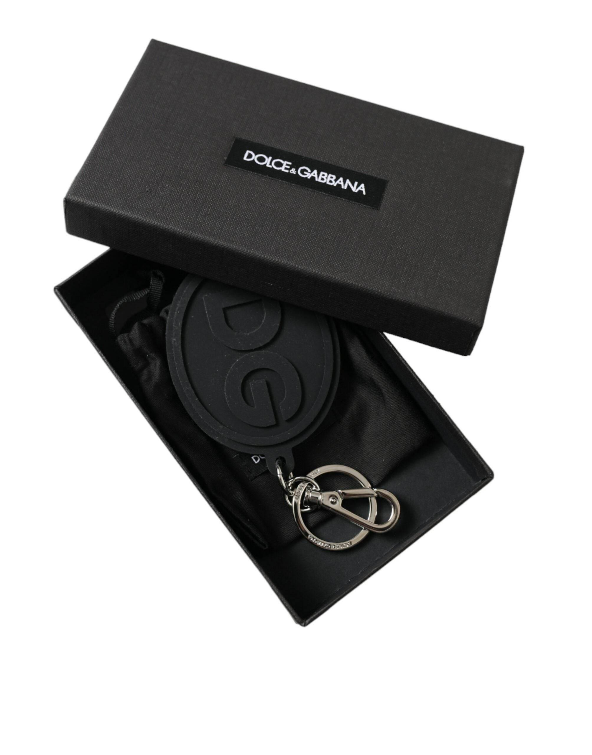 Dolce & Gabbana Chic Black and Silver Logo Keychain - Hilstor
