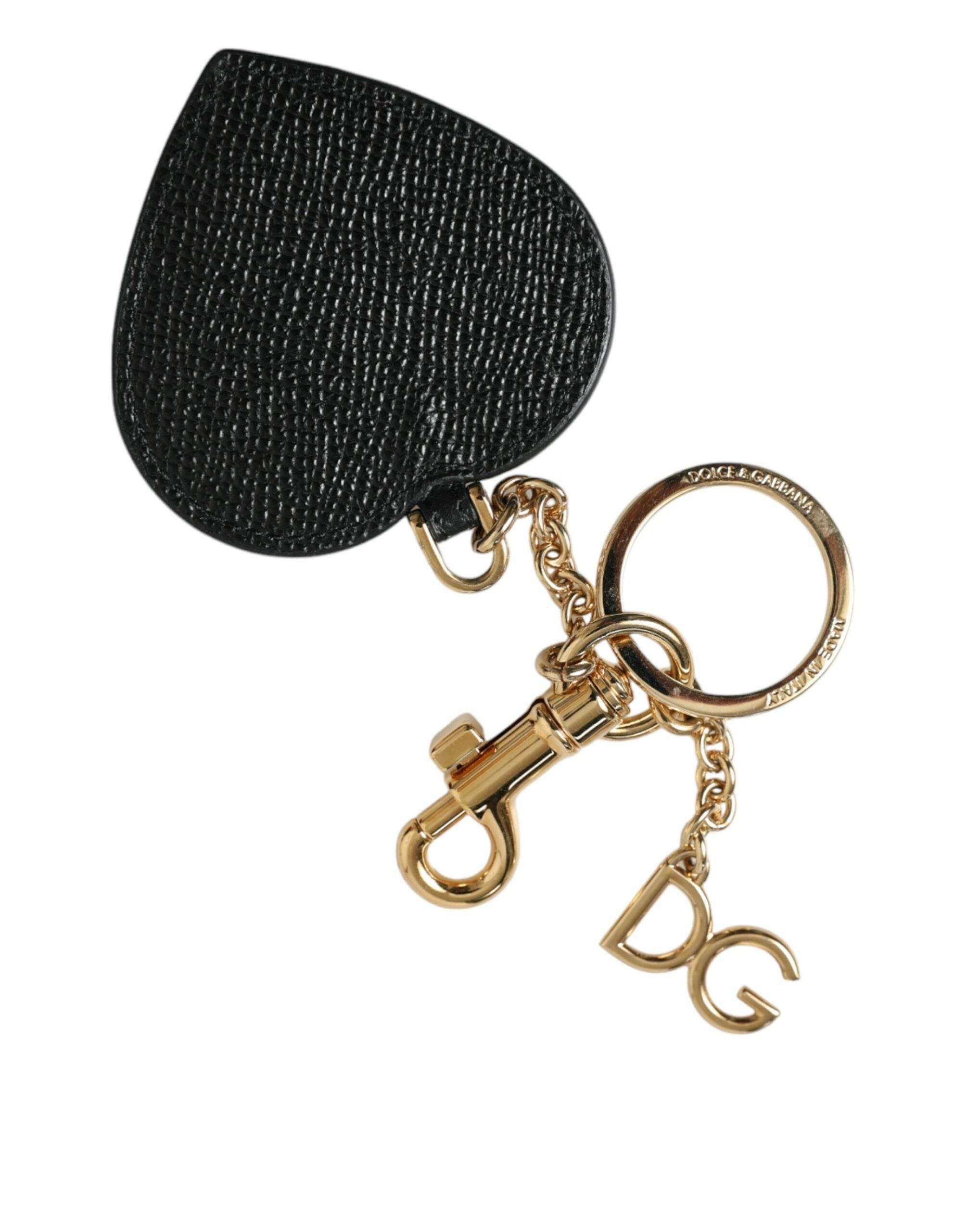 Dolce & Gabbana Stunning Gold and Pink Leather Keychain - Hilstor