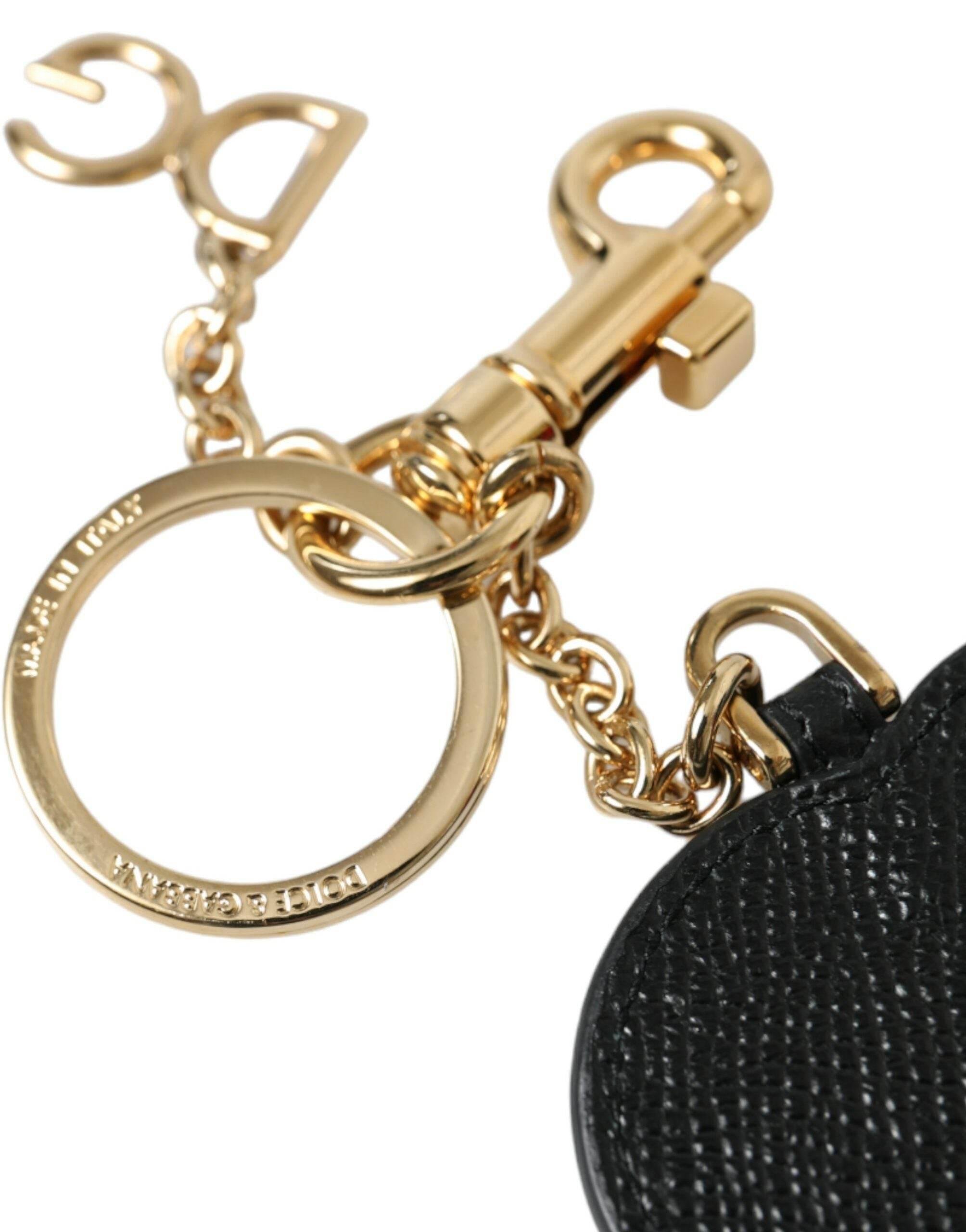 Dolce & Gabbana Stunning Gold and Pink Leather Keychain - Hilstor