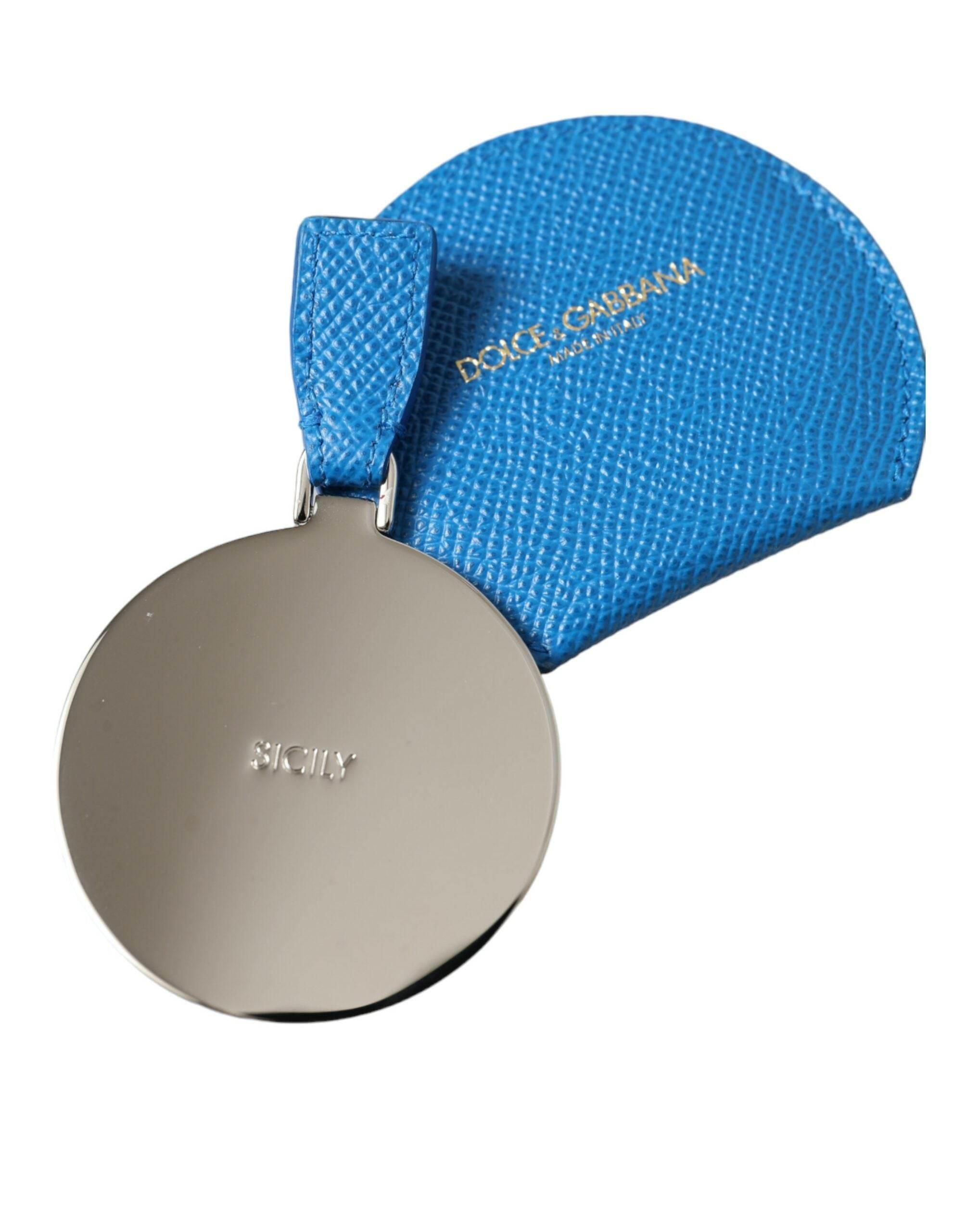 Dolce & Gabbana Elegant Blue Leather Mirror Holder - Hilstor