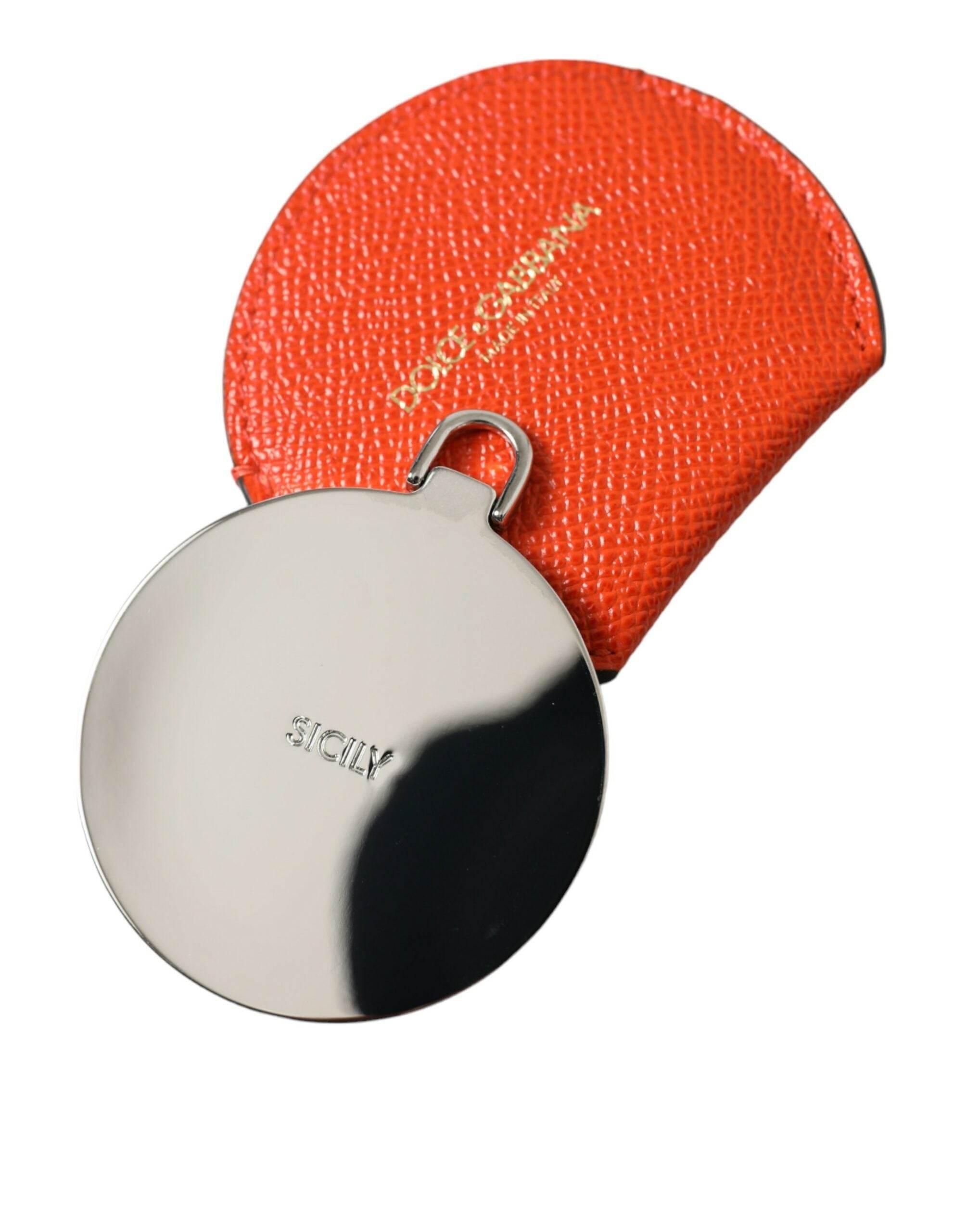 Dolce & Gabbana Elegant Orange Leather Mirror Holder - Hilstor