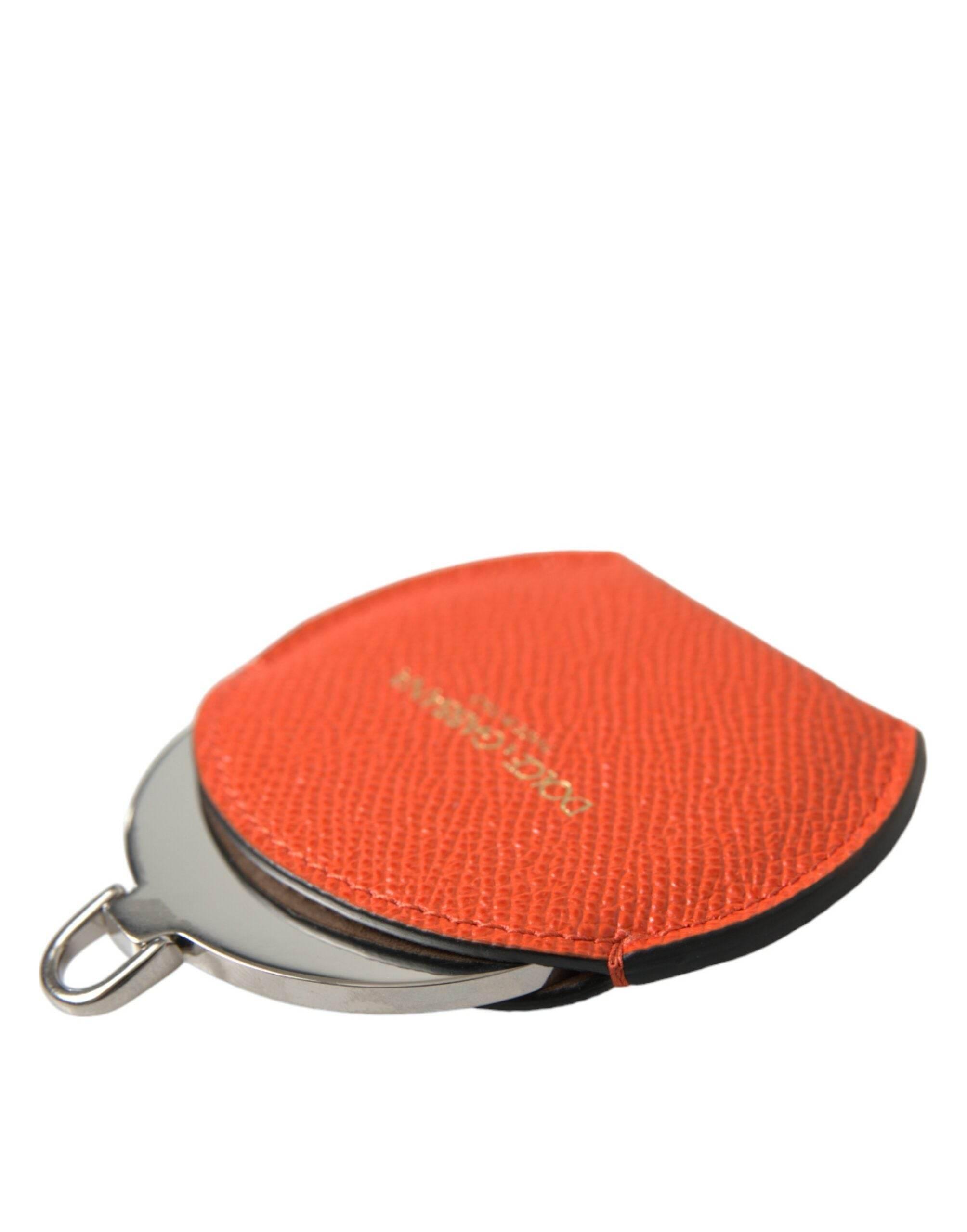 Dolce & Gabbana Elegant Orange Leather Mirror Holder - Hilstor