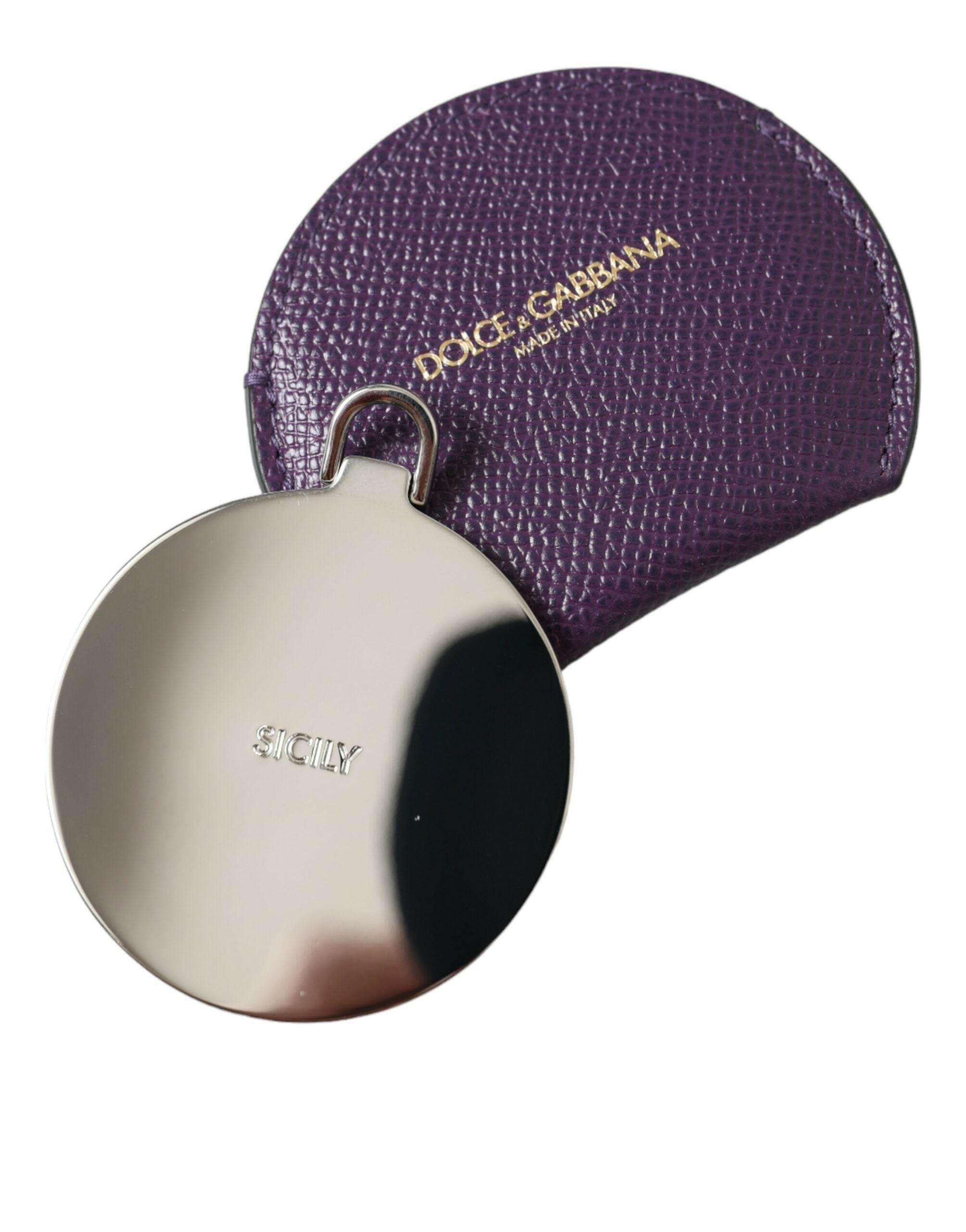 Dolce & Gabbana Elegant Purple Leather Mirror Holder - Hilstor