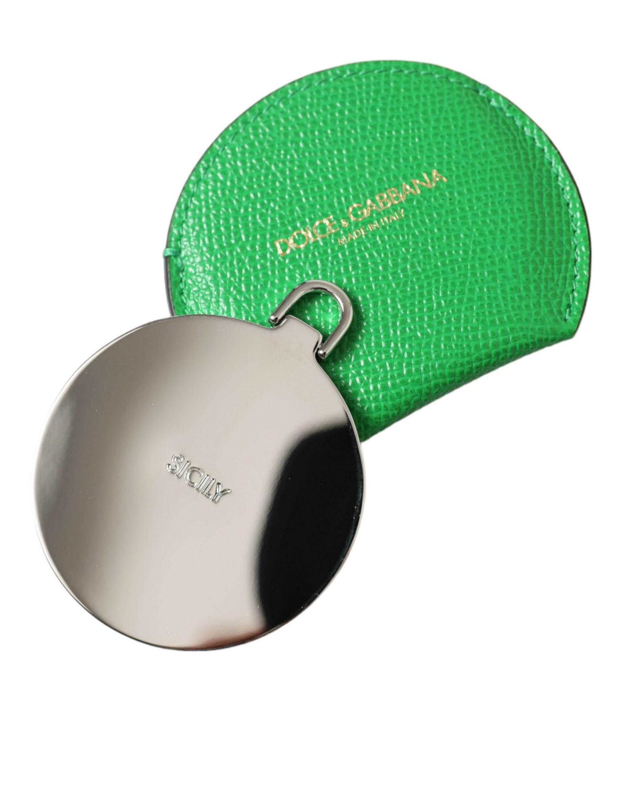Dolce & Gabbana Emerald Leather Hand Mirror Holder - Hilstor