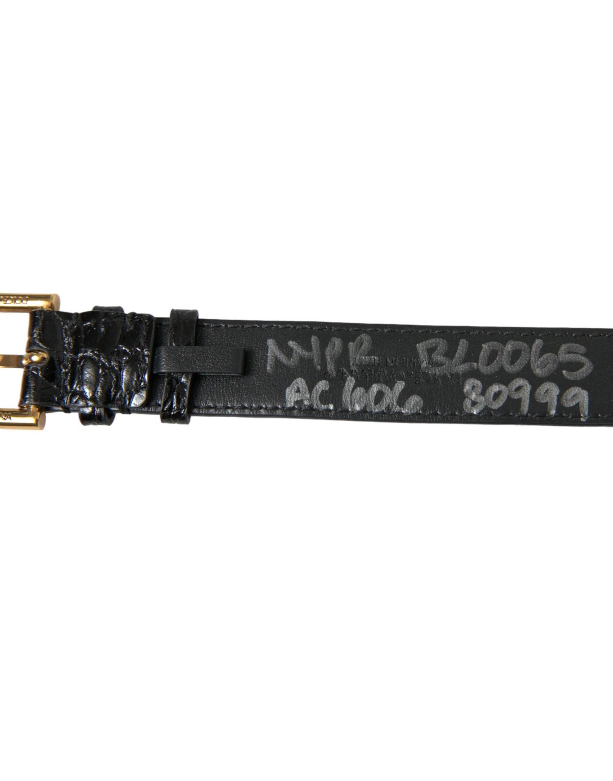 Dolce & Gabbana Elegant Gold Black Leather Bracelet - Hilstor