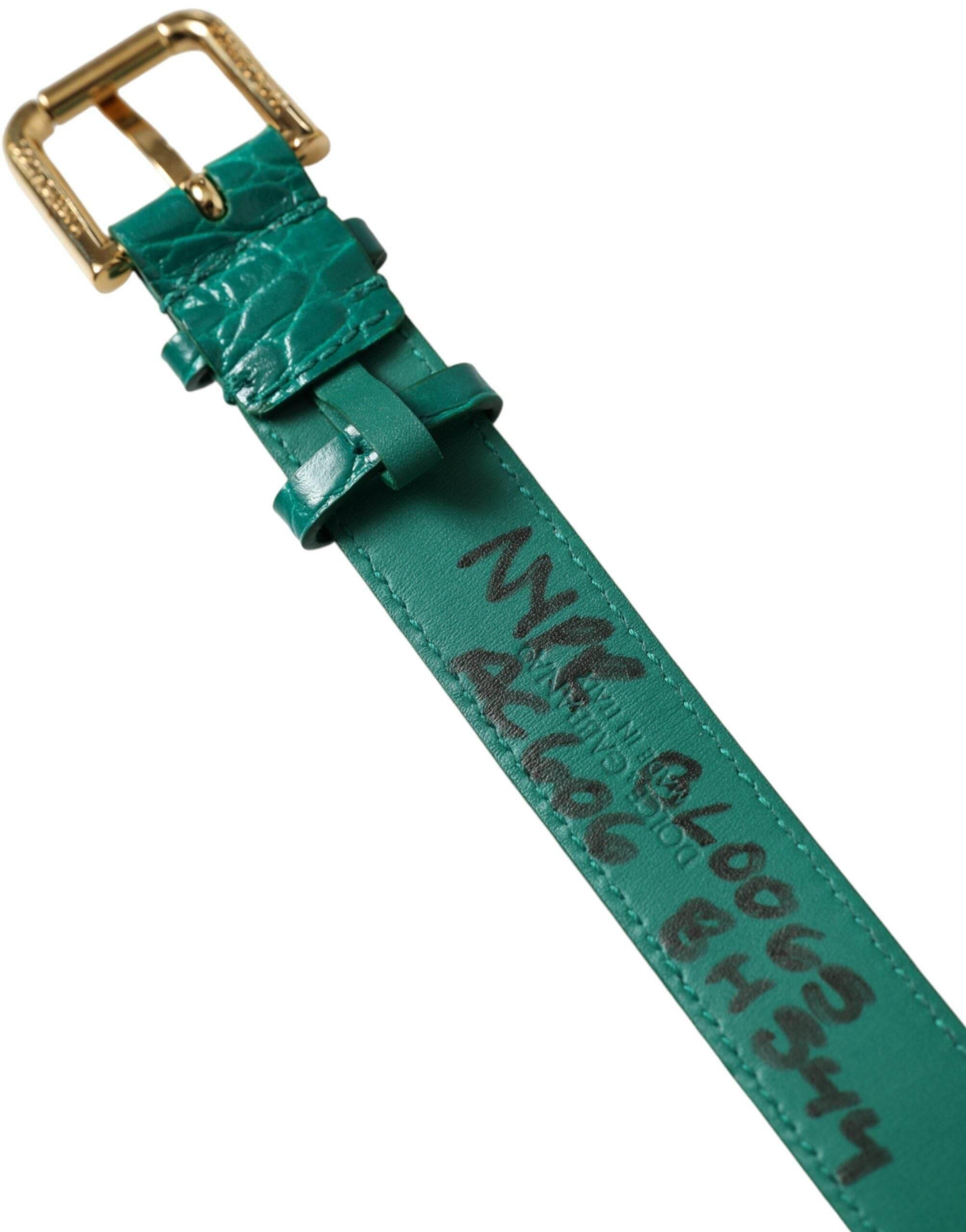 Dolce & Gabbana Elegant Green Leather Neck Band - Hilstor