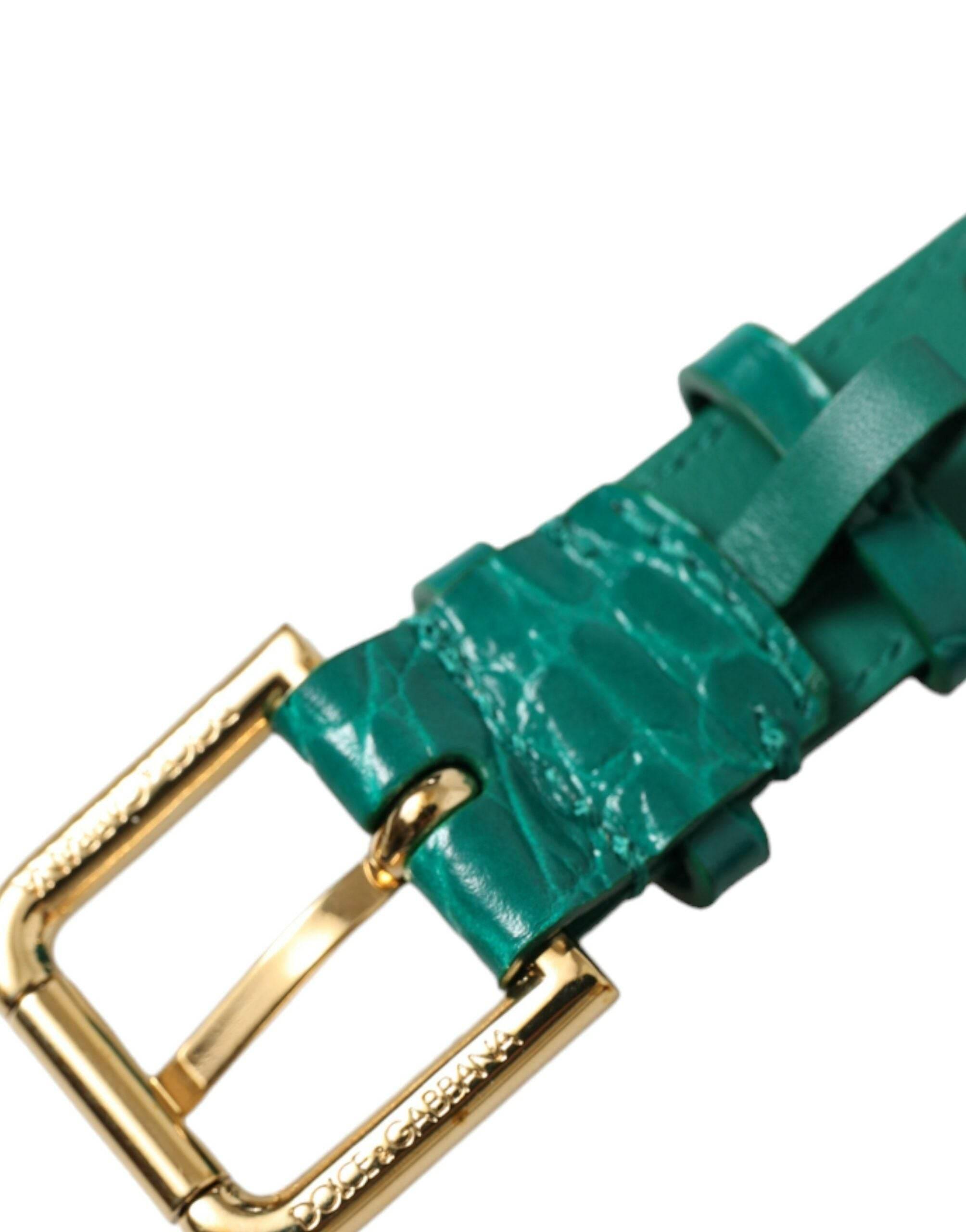 Dolce & Gabbana Elegant Green Leather Neck Band - Hilstor