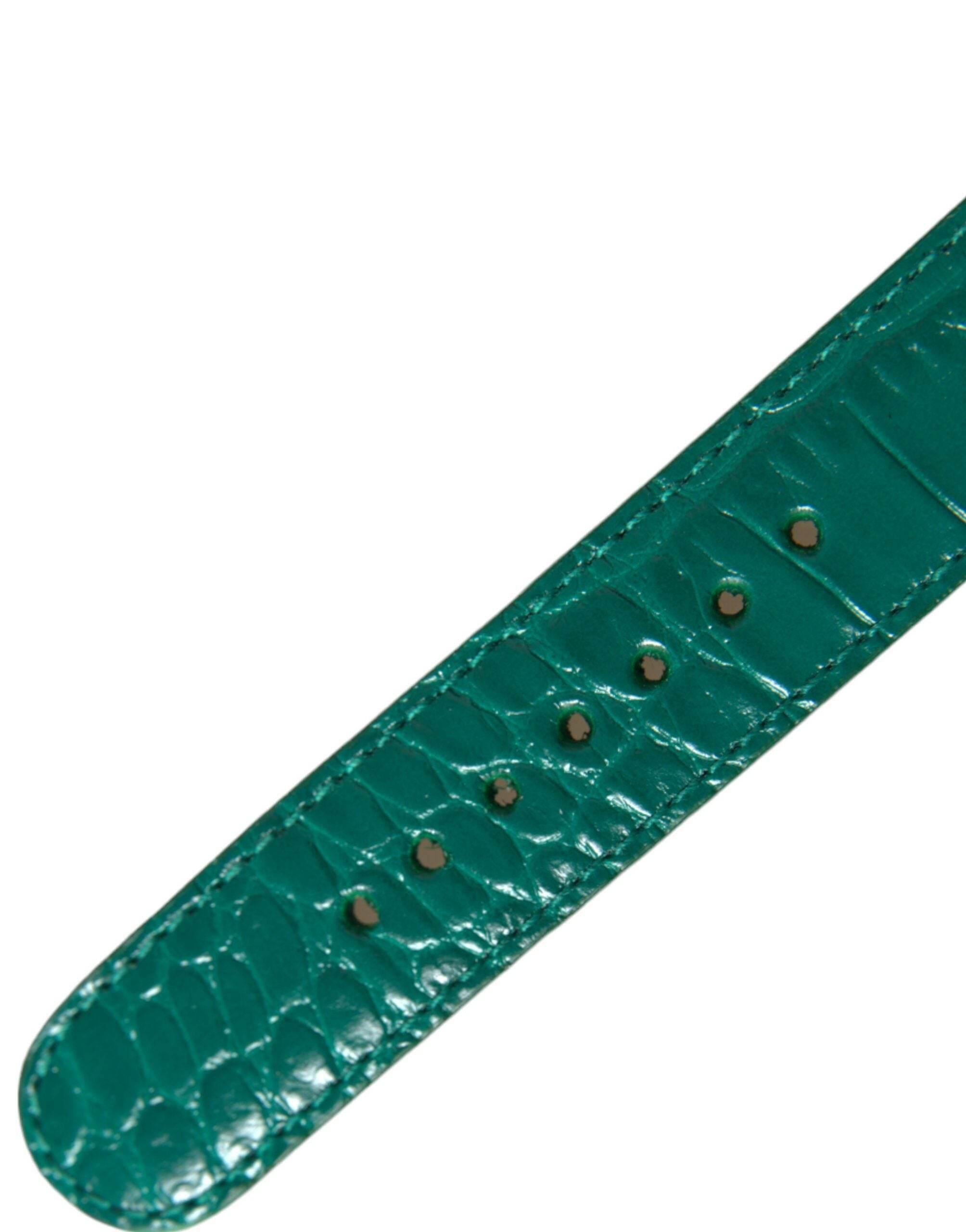 Dolce & Gabbana Elegant Green Leather Neck Band - Hilstor