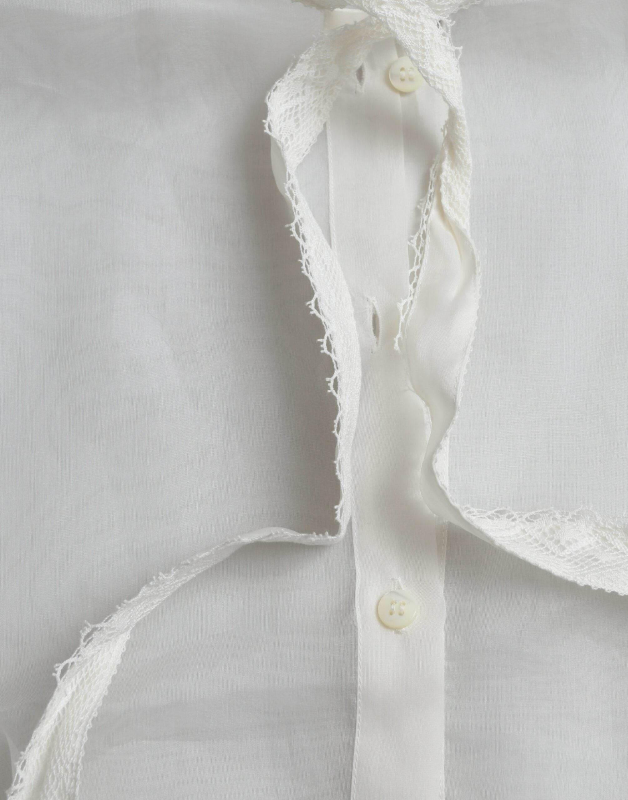 Dolce & Gabbana White Silk Long Sleeves Ascot Collar Top - Hilstor