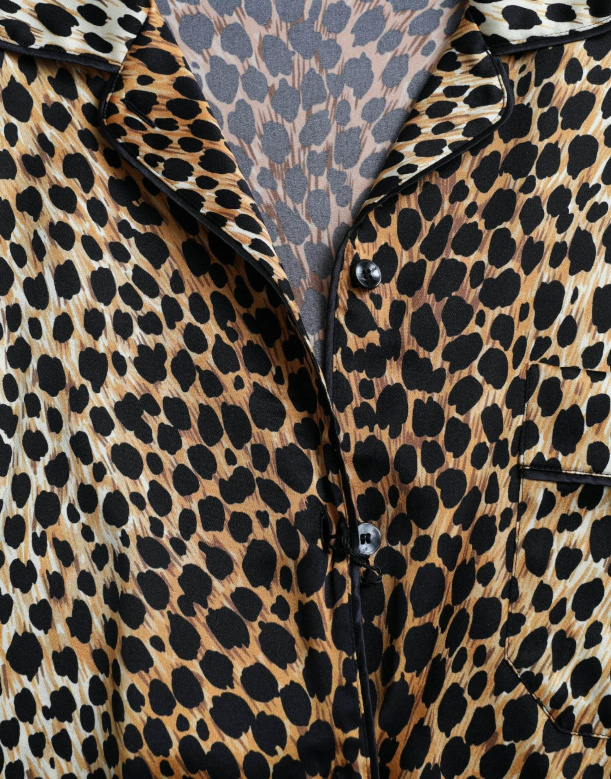 Dolce & Gabbana Brown Leopard Print Long Sleeves Blouse Top - Hilstor