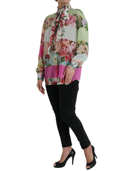 Dolce & Gabbana Elegant Multicolor Silk Blend Long Sleeve Top - Hilstor