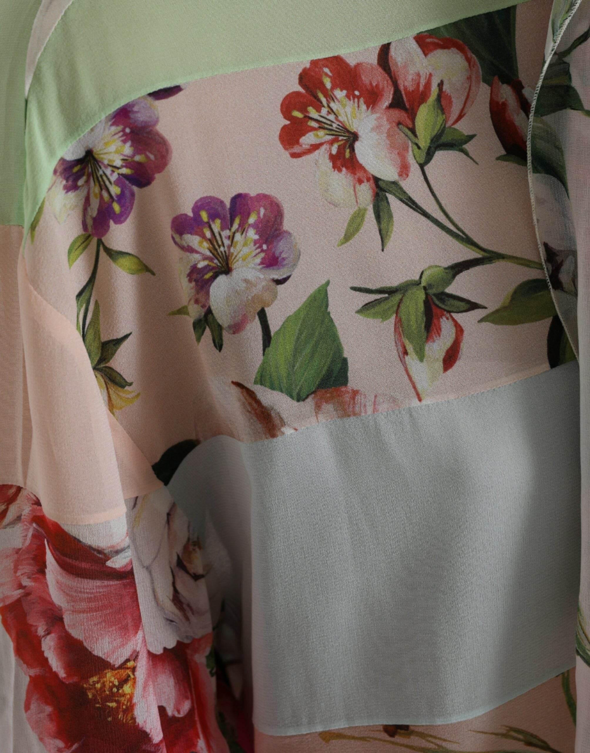 Dolce & Gabbana Elegant Multicolor Silk Blend Long Sleeve Top - Hilstor