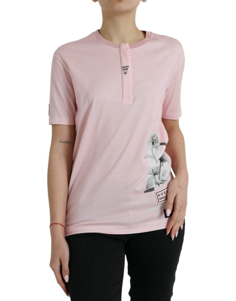 Dolce & Gabbana Chic Pink Floral Cotton Tee - Hilstor