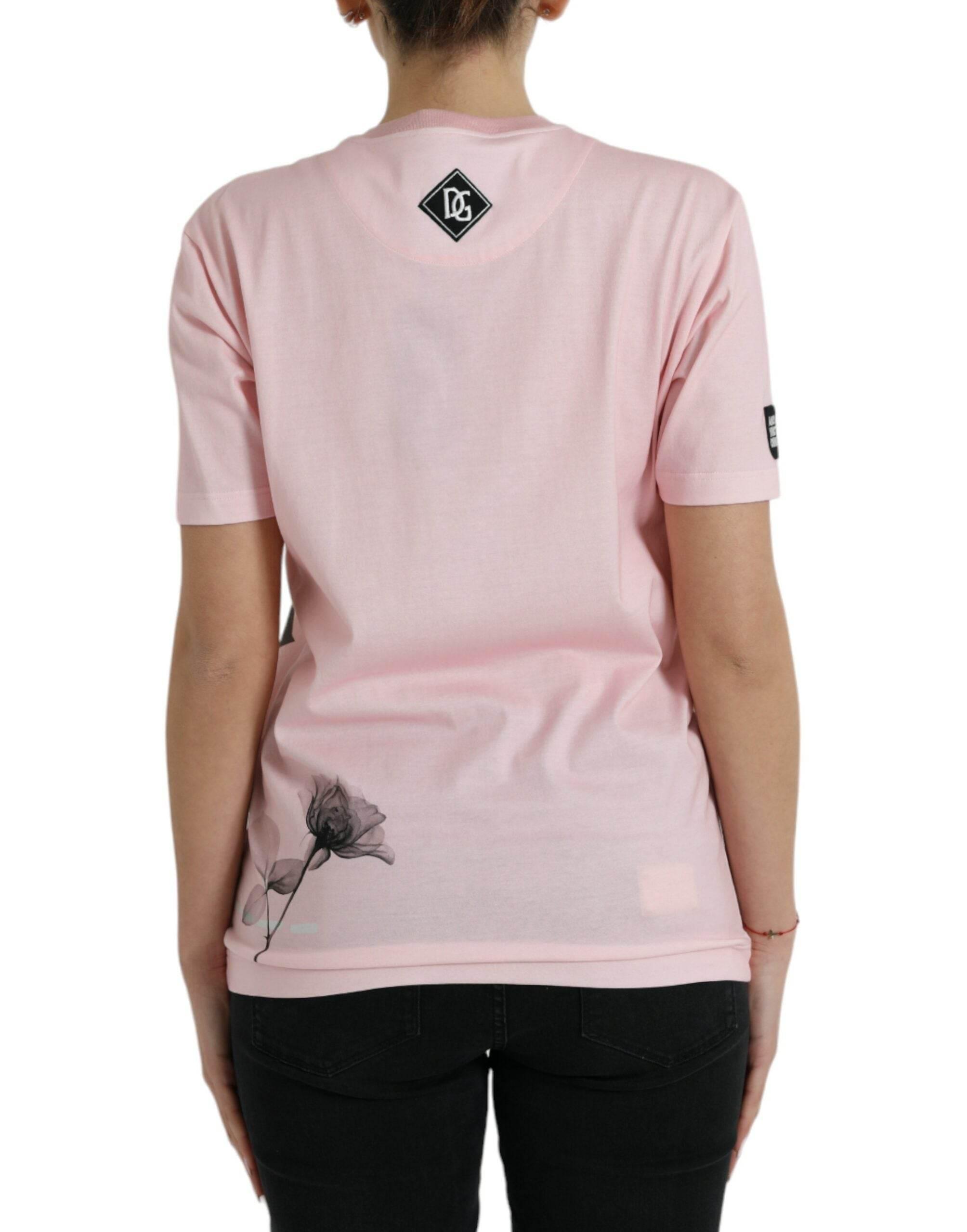 Dolce & Gabbana Chic Pink Floral Cotton Tee - Hilstor