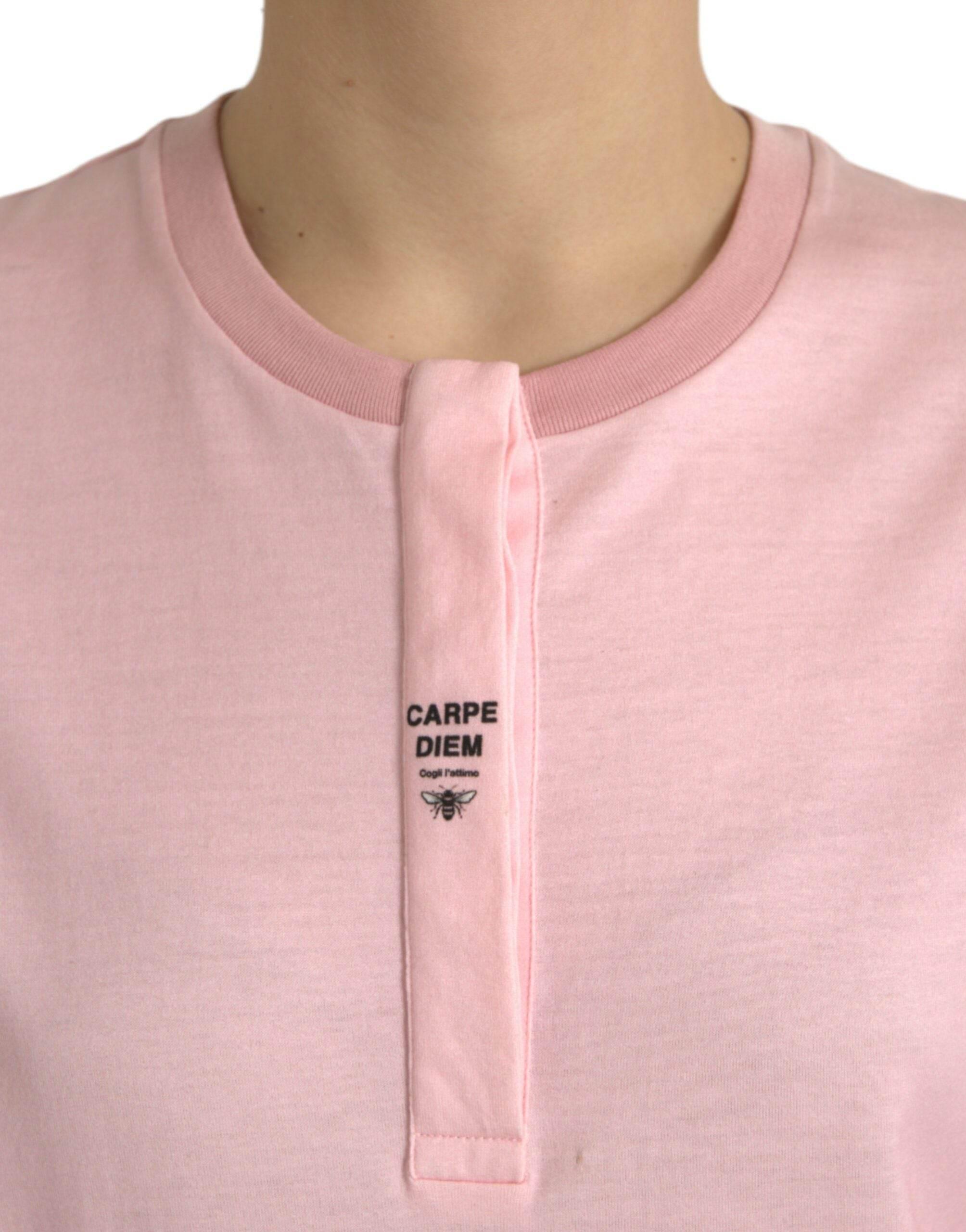 Dolce & Gabbana Chic Pink Floral Cotton Tee - Hilstor