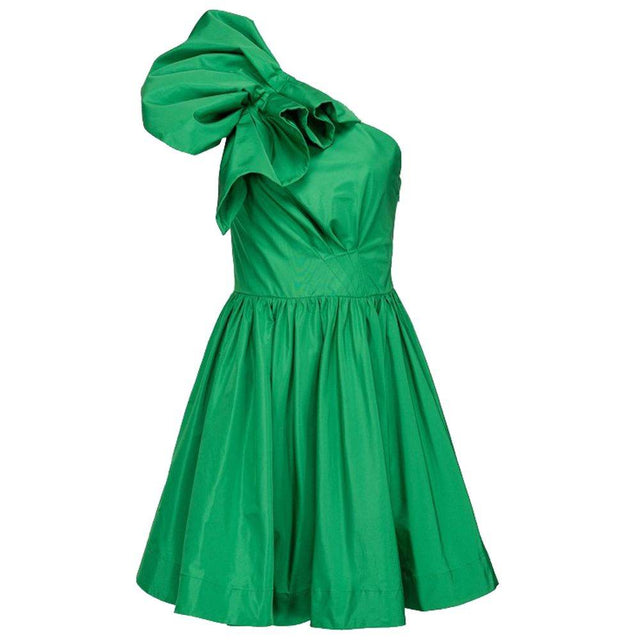 PINKO Chic Green Draped Bustier Flared Dress - Hilstor