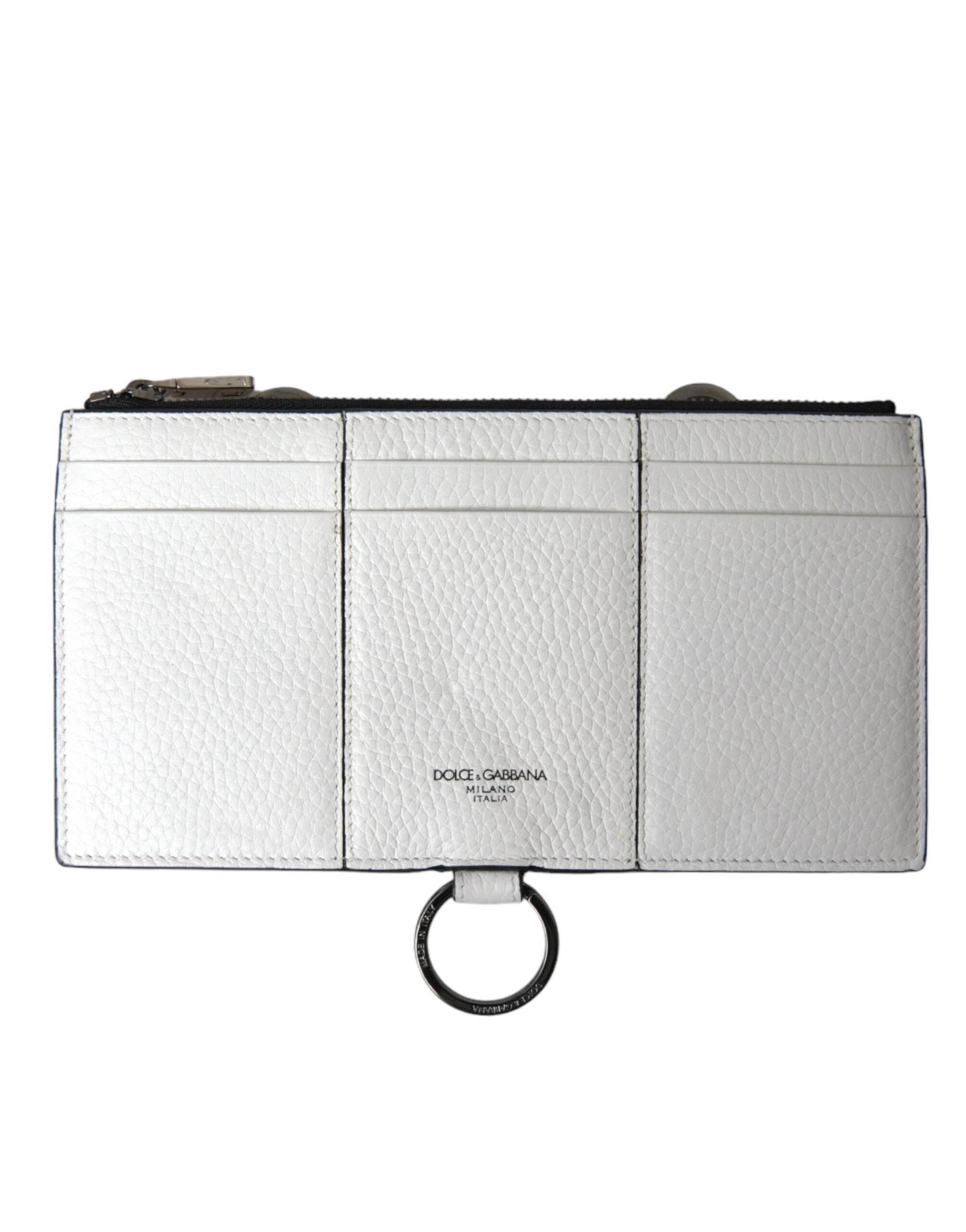 Dolce & Gabbana Elegant White Leather Crossbody Cardholder - Hilstor