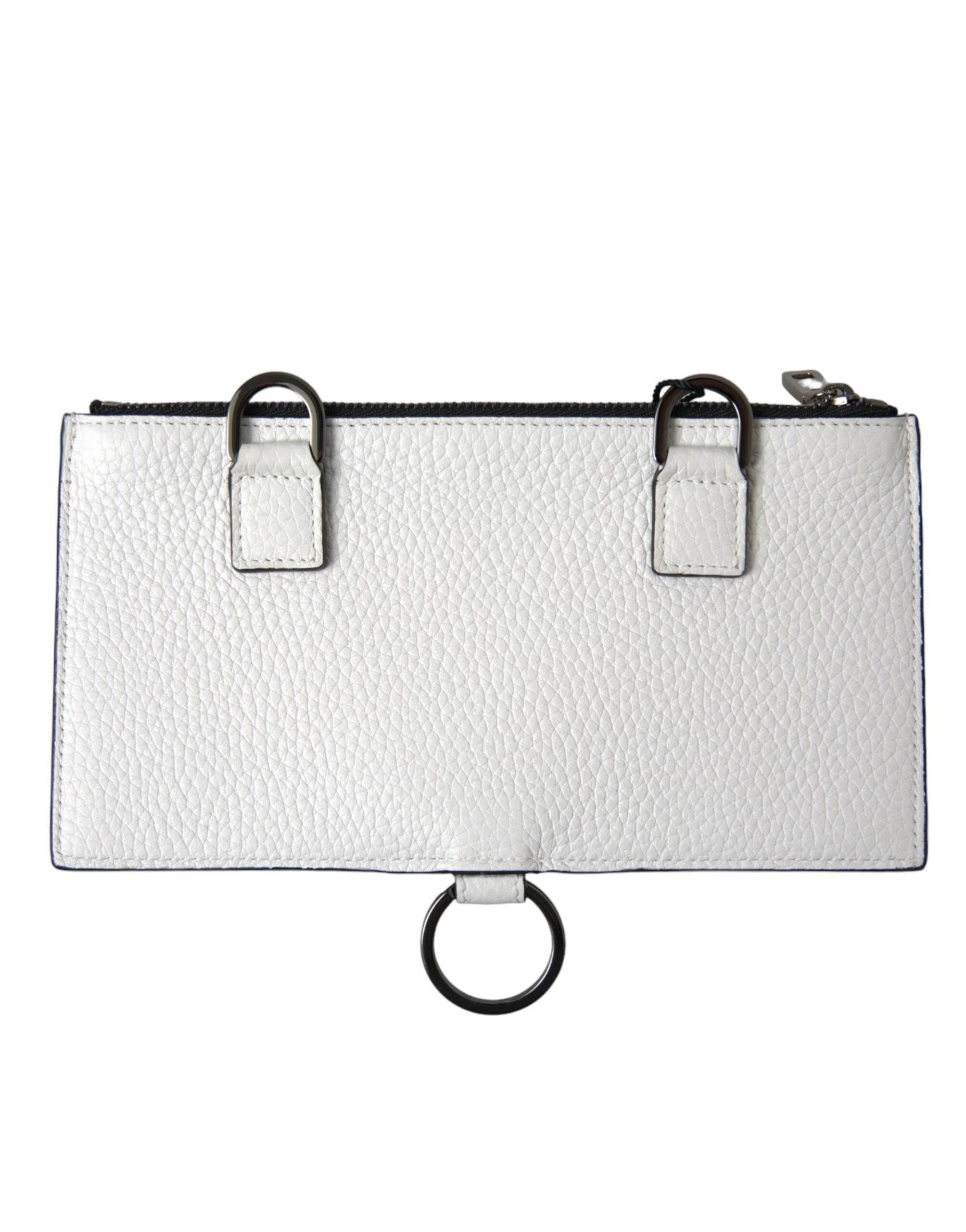 Dolce & Gabbana Elegant White Leather Crossbody Cardholder - Hilstor