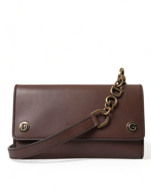 Dolce & Gabbana Elegant Leather Shoulder Bag in Rich Brown - Hilstor