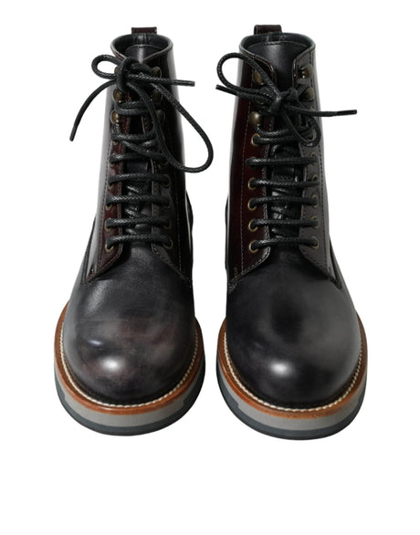 Dolce & Gabbana Chic Bi-Color Leather Mid Calf Boots - Hilstor