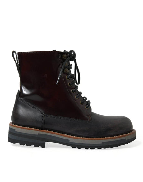 Dolce & Gabbana Chic Bi-Color Leather Mid Calf Boots - Hilstor