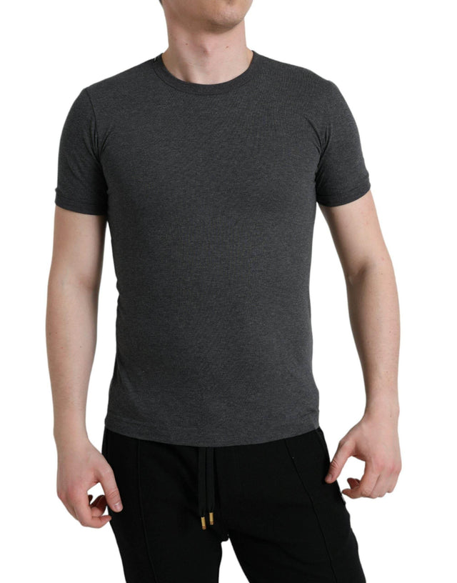Dolce & Gabbana Dark Gray Cotton Crew Neck T-shirt - Hilstor
