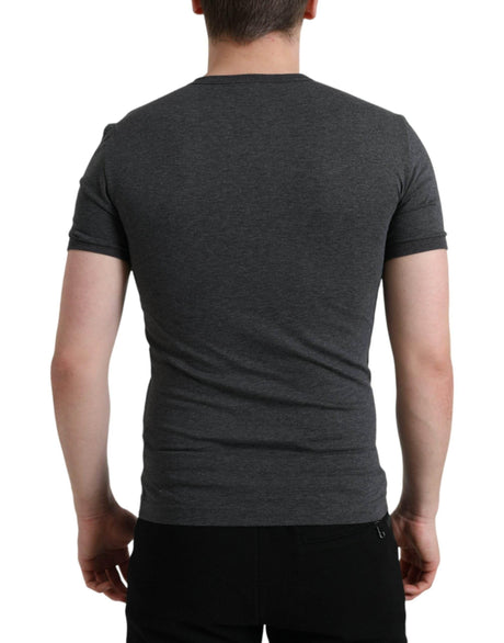 Dolce & Gabbana Dark Gray Cotton Crew Neck T-shirt - Hilstor