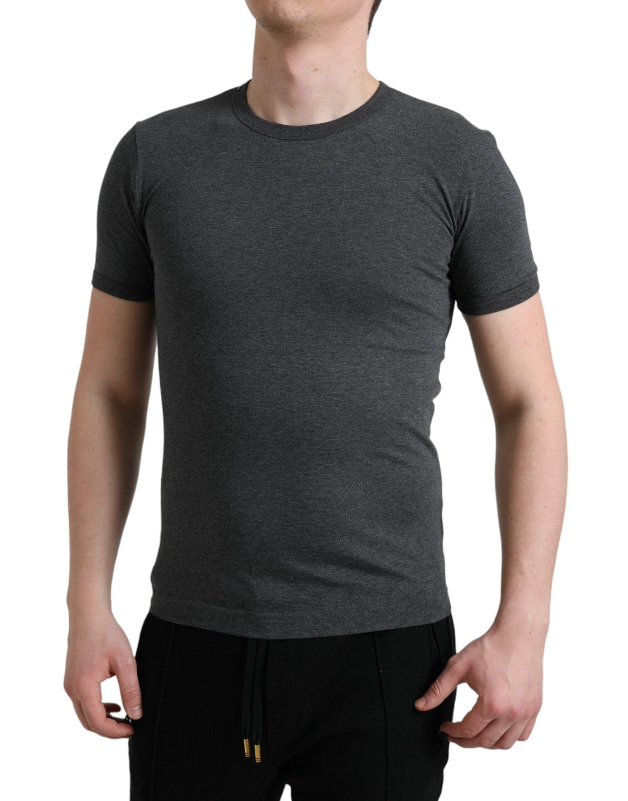 Dolce & Gabbana Dark Gray Cotton Crew Neck T-shirt - Hilstor