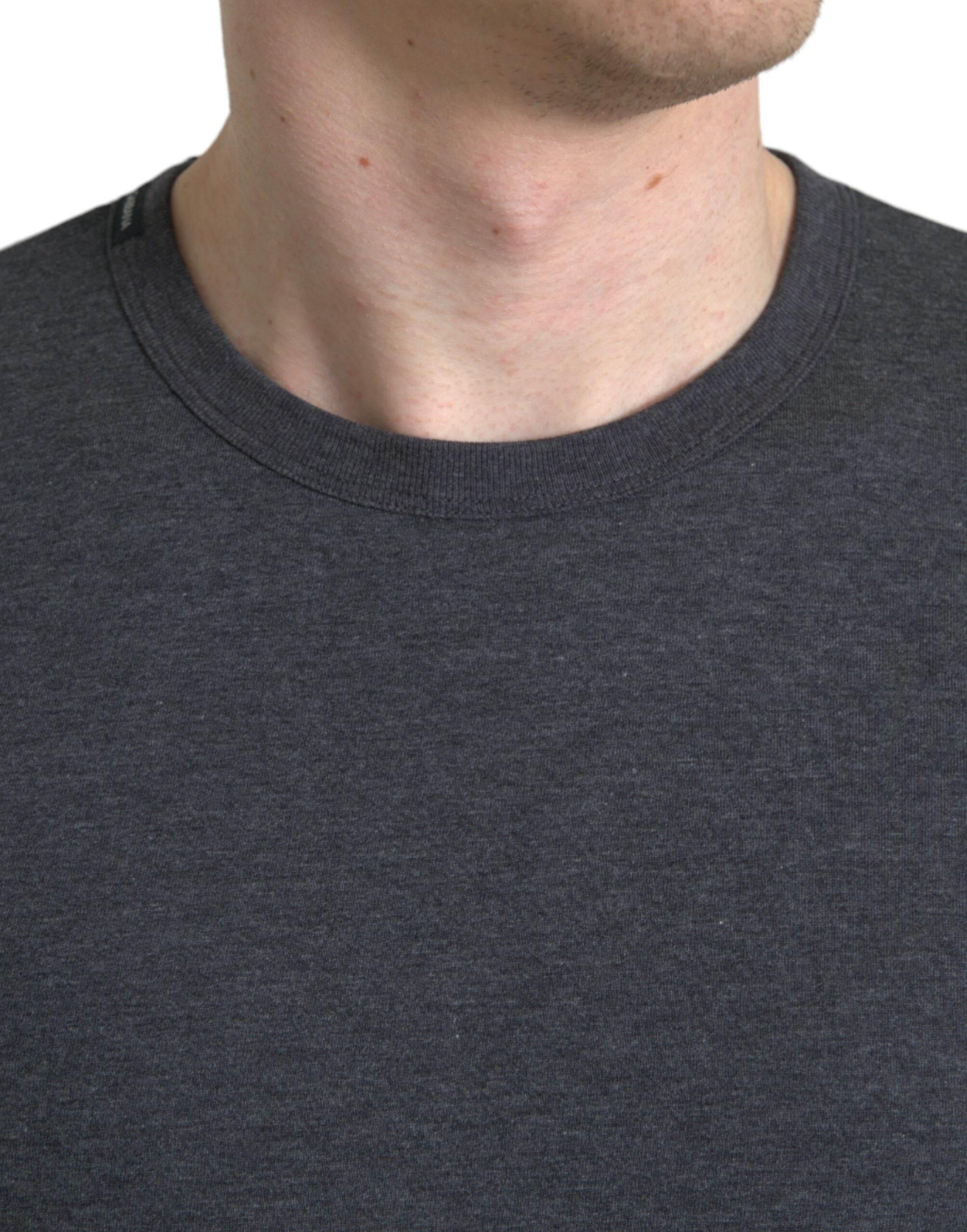 Dolce & Gabbana Dark Gray Cotton Crew Neck T-shirt - Hilstor