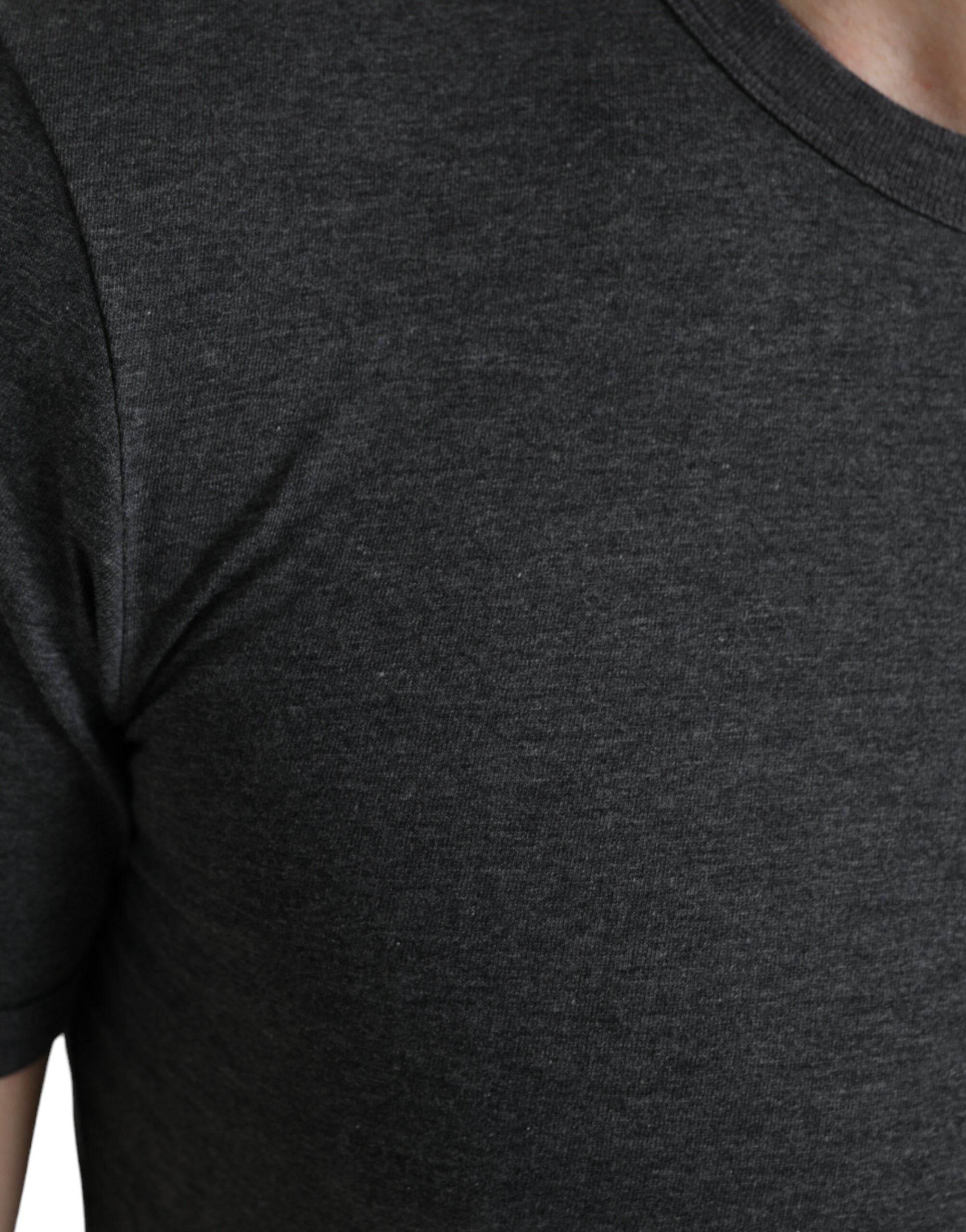 Dolce & Gabbana Dark Gray Cotton Crew Neck T-shirt - Hilstor