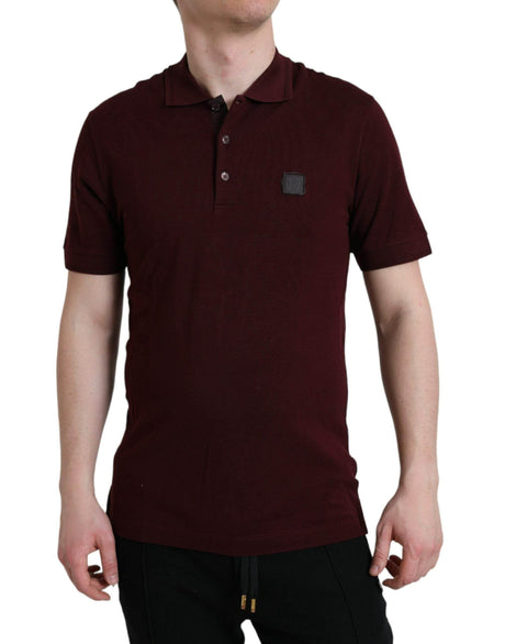 Dolce & Gabbana Maroon Collared Short Sleeves Polo T-shirt - Hilstor