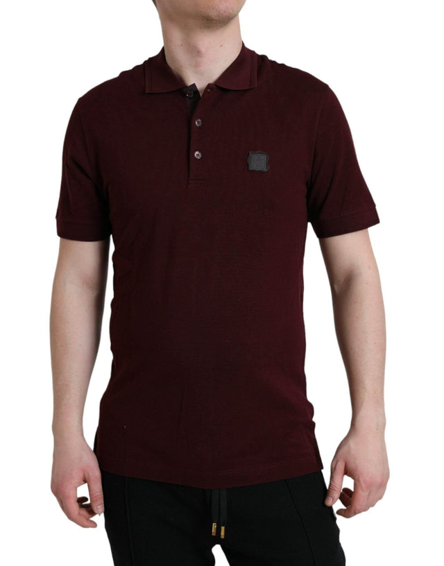 Dolce & Gabbana Maroon Collared Short Sleeves Polo T-shirt - Hilstor