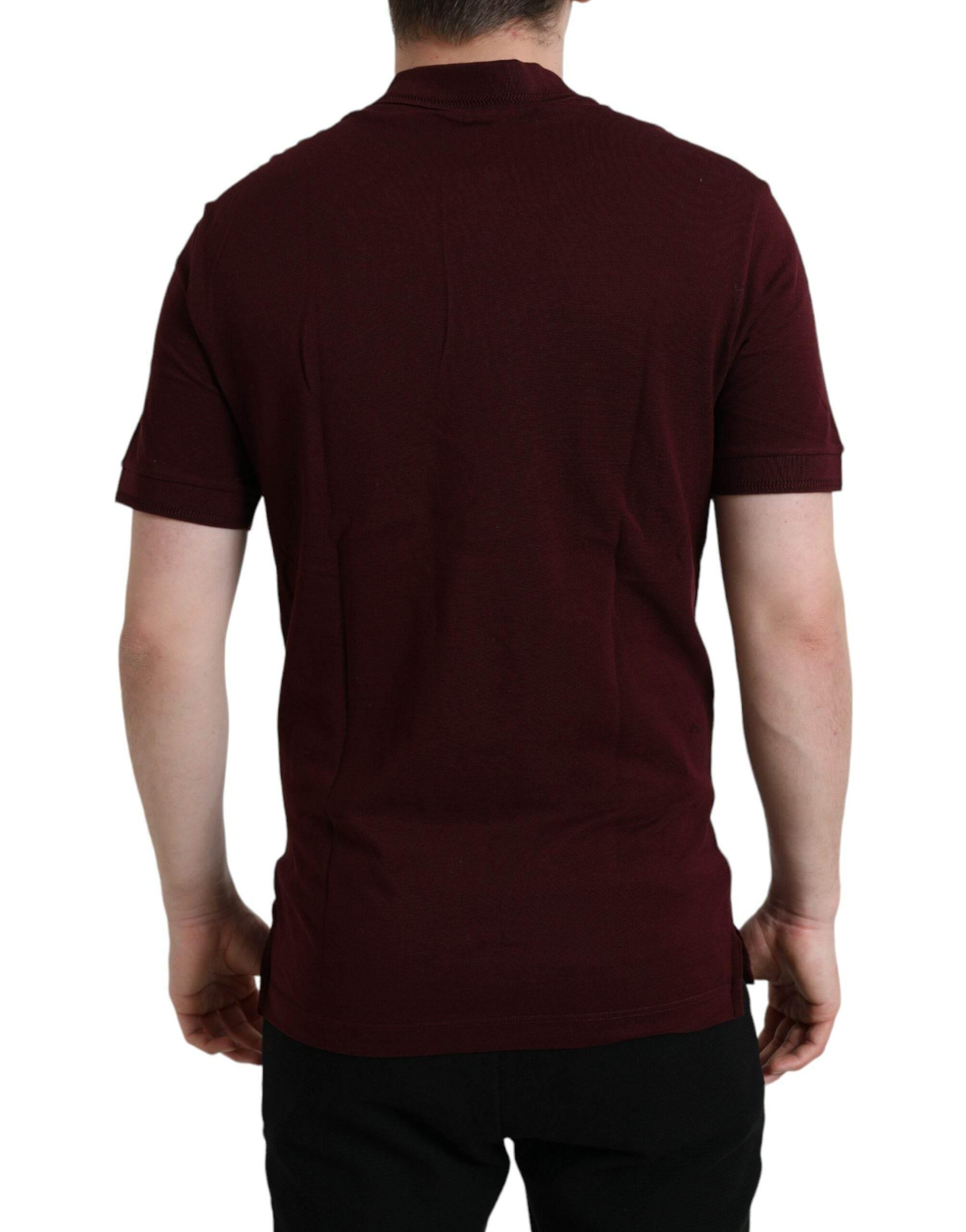 Dolce & Gabbana Maroon Collared Short Sleeves Polo T-shirt - Hilstor