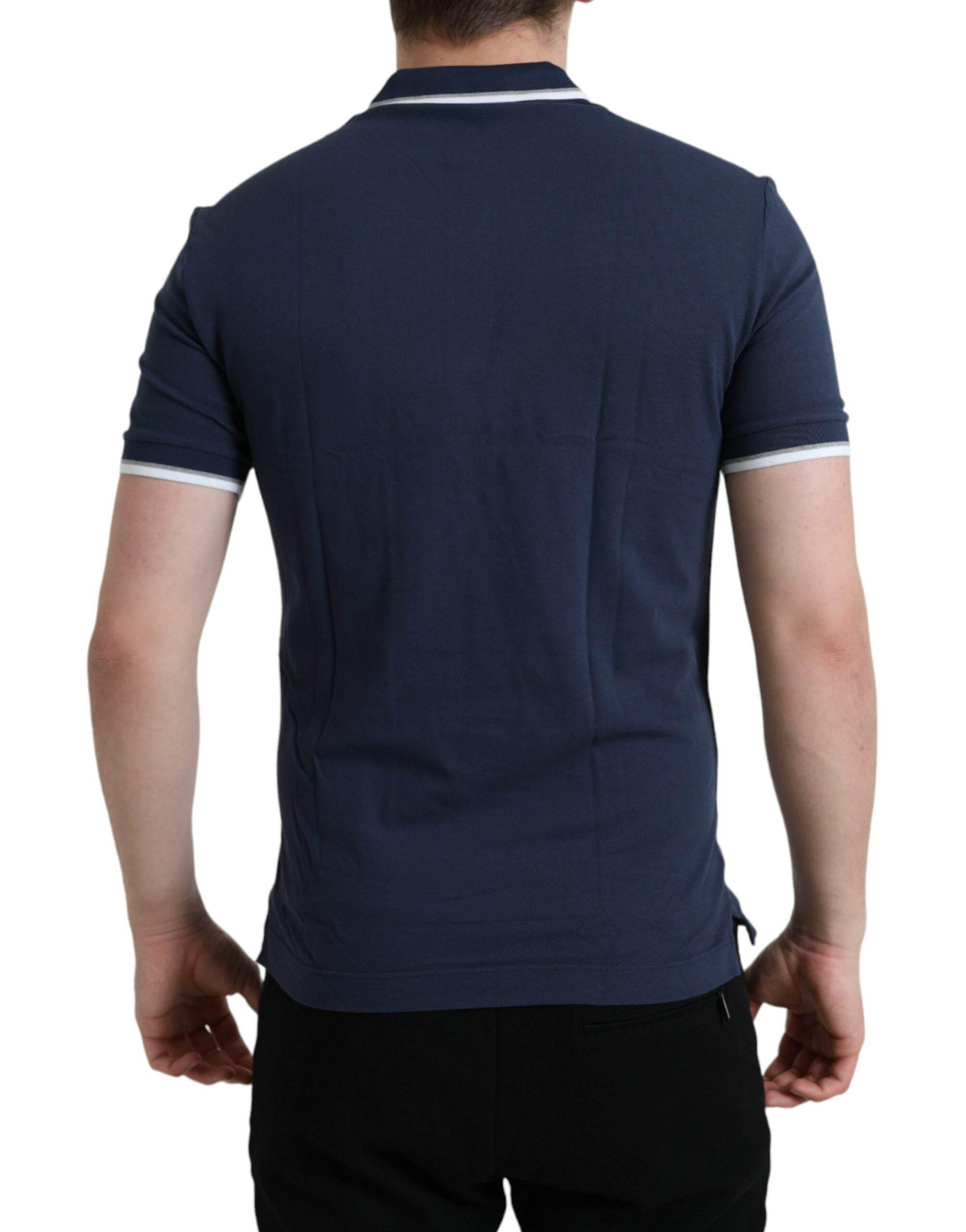 Dolce & Gabbana Blue Crown Patch Cotton Collared Men Polo T-shirt - Hilstor