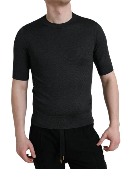 Dolce & Gabbana Dark Gray Crew Neck Short Sleeves T-shirt - Hilstor