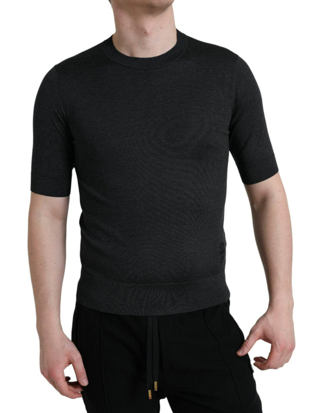 Dolce & Gabbana Dark Gray Crew Neck Short Sleeves T-shirt - Hilstor